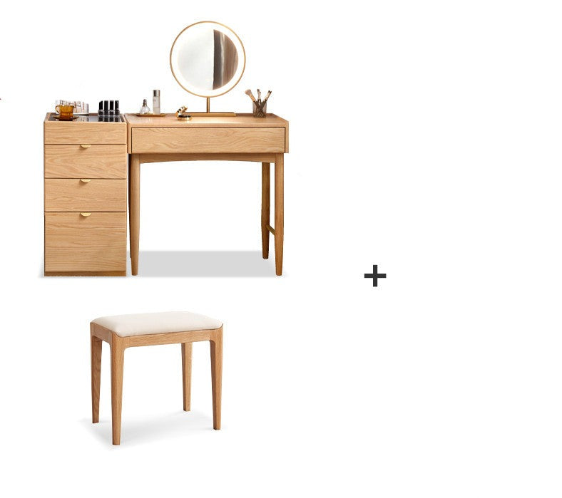 Stylish Oak Solid Wood Nordic Dressing Table - Modern Vanity Desk for Bedroom & Makeup Area | Perfect for Home Decor & Beauty Routine