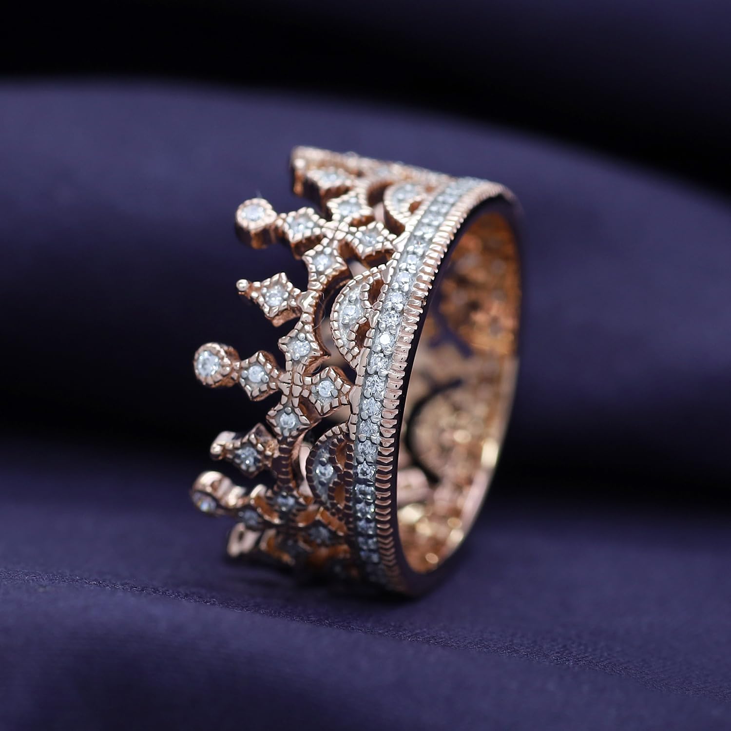 14K Gold Over Sterling Silver Cubic Zirconia Crown Ring - Elegant Round Royal Style Jewelry for Women | Perfect for Weddings, Prom, Anniversary Gifts & Special Occasions