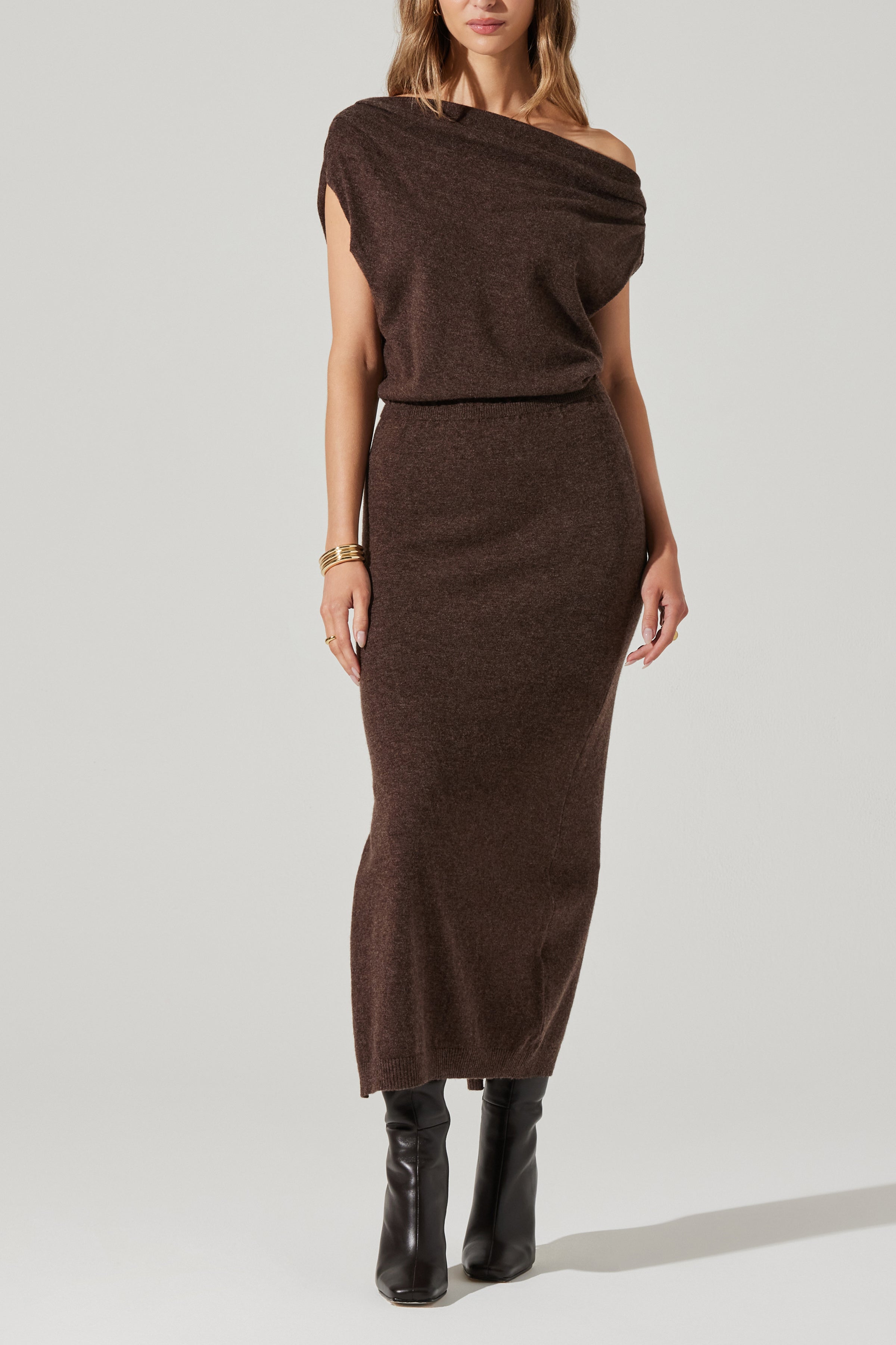 Val One Shoulder Sweater Dress for Women - Elegant Knit Midi Dress for Fall & Winter - Perfect for Date Night, Parties & Office Wear