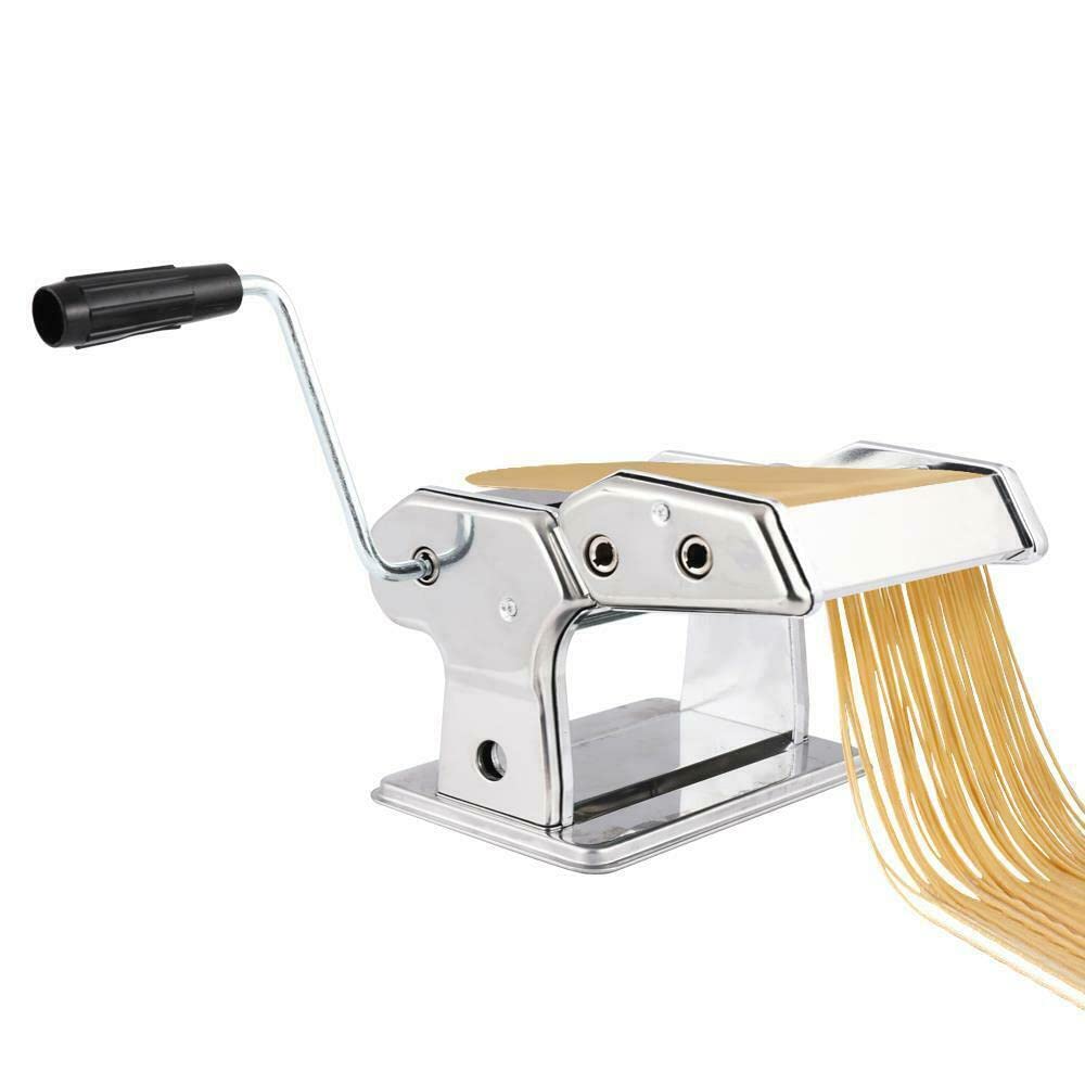 StateOJ 7-Inch Stainless Steel Pasta Maker Machine - Manual Pasta Roller & Dough Press for Homemade Fresh Noodles, Ravioli, Lasagna | Perfect for Italian Cooking, Restaurant & Home Kitchen Use