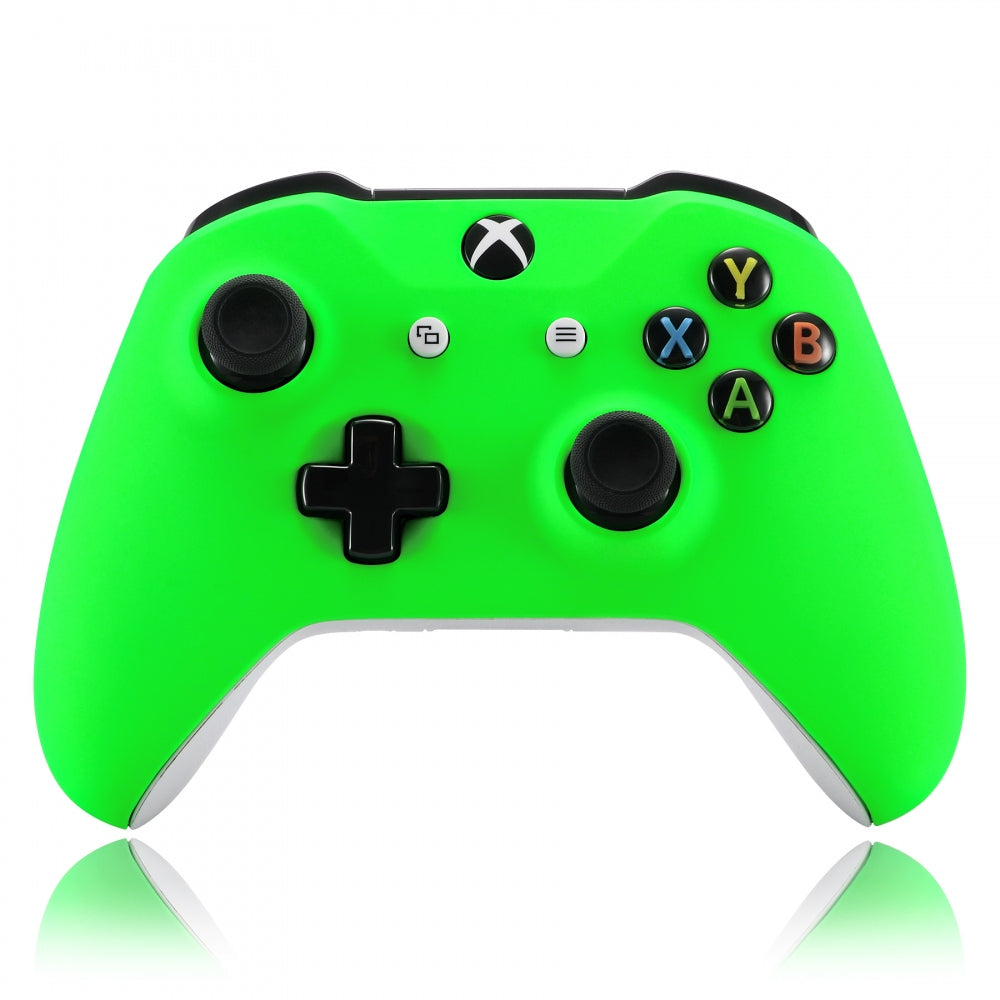 eXtremeRate Neon Green Soft Touch Grip Front Housing Shell Faceplate for Microsoft Xbox One X & One S Controller - Replacement Cover with Enhanced Comfort for Gaming Sessions (Model SXOFP05) - Perfect for Long Gaming, Competitive Play & Customization