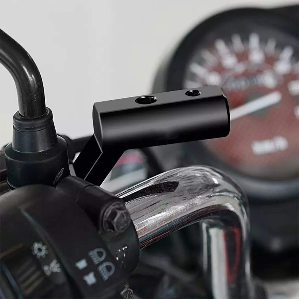 Aluminum Alloy Motorcycle Mirror Bracket Support Holder - Universal Rearview Mirror Extension Mount for Motorcycles, ATV & Scooters (Black) | Durable Mirror Base Stand for Enhanced Visibility & Safety Riding