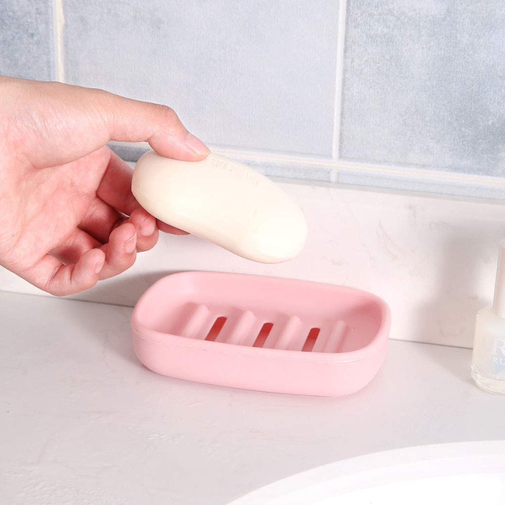 4-Piece BPA-Free Soap Holder Set with Drain Holes - Slotted Design for Faster Drying, Prevents Mushy Soap & Extends Soap Life - Easy to Clean - Perfect for Bathroom, Kitchen, Shower & Travel Use