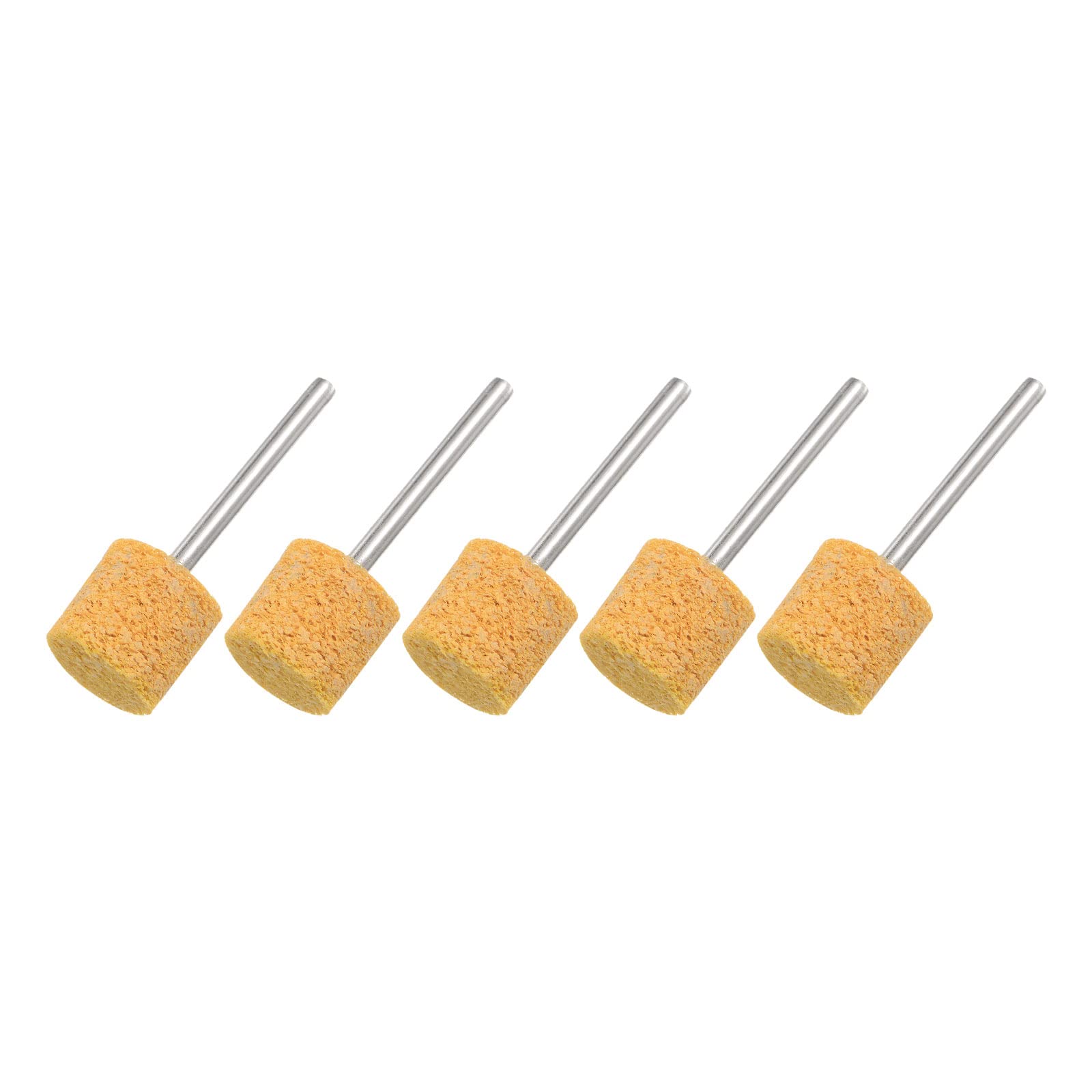uxcell 5 Pcs 240 Grit Nylon Fiber Mounted Point Grinding Heads - 14mm Diameter Cylindrical Polishing Wheels for Rotary Tools - Perfect for Metal, Wood & Jewelry Finishing