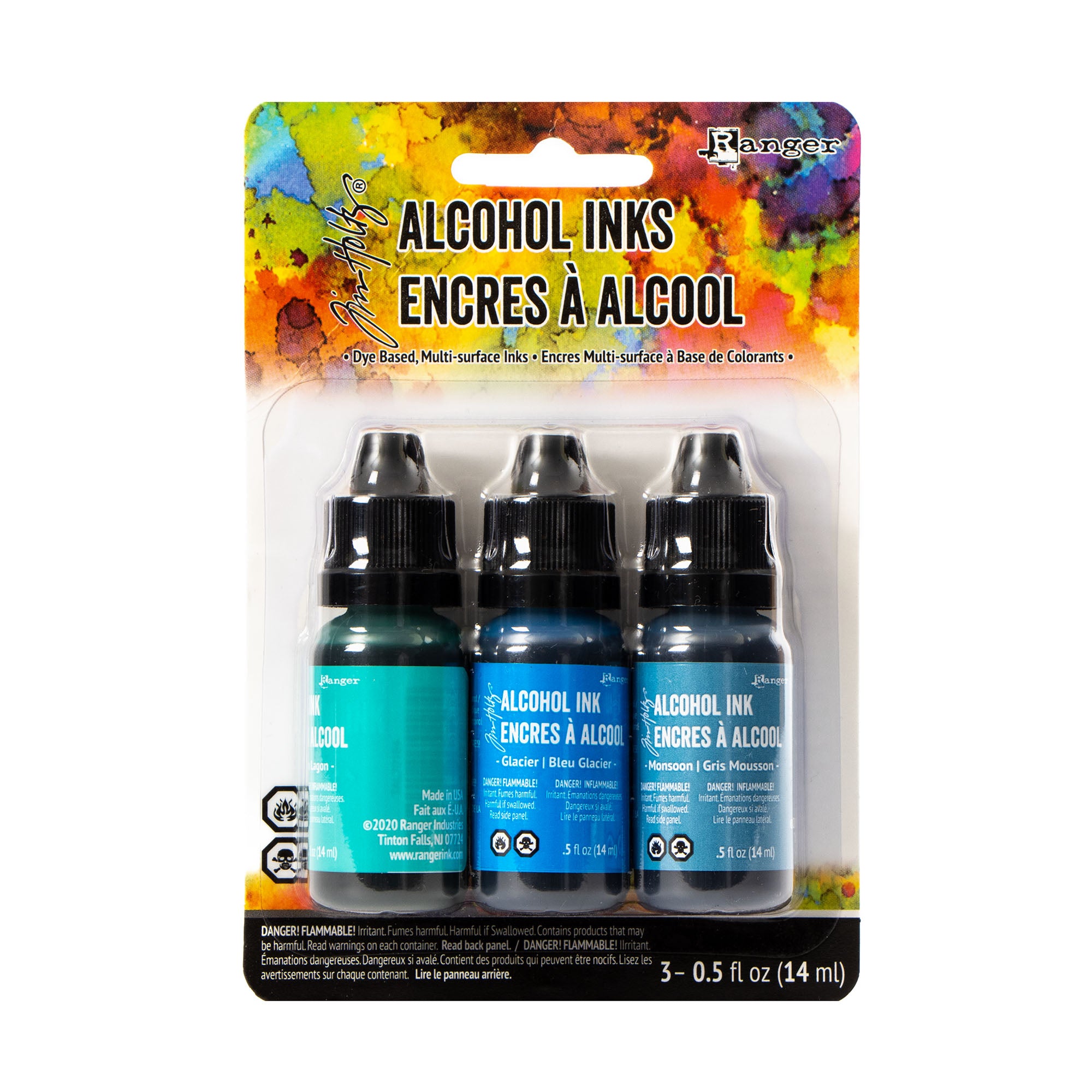 3 Pack Alcohol Inks - Vibrant Teal & Blue Spectrum Set for DIY Art, Resin Coloring, and Craft Projects - Perfect for Painting, Jewelry Making, and Home Decor
