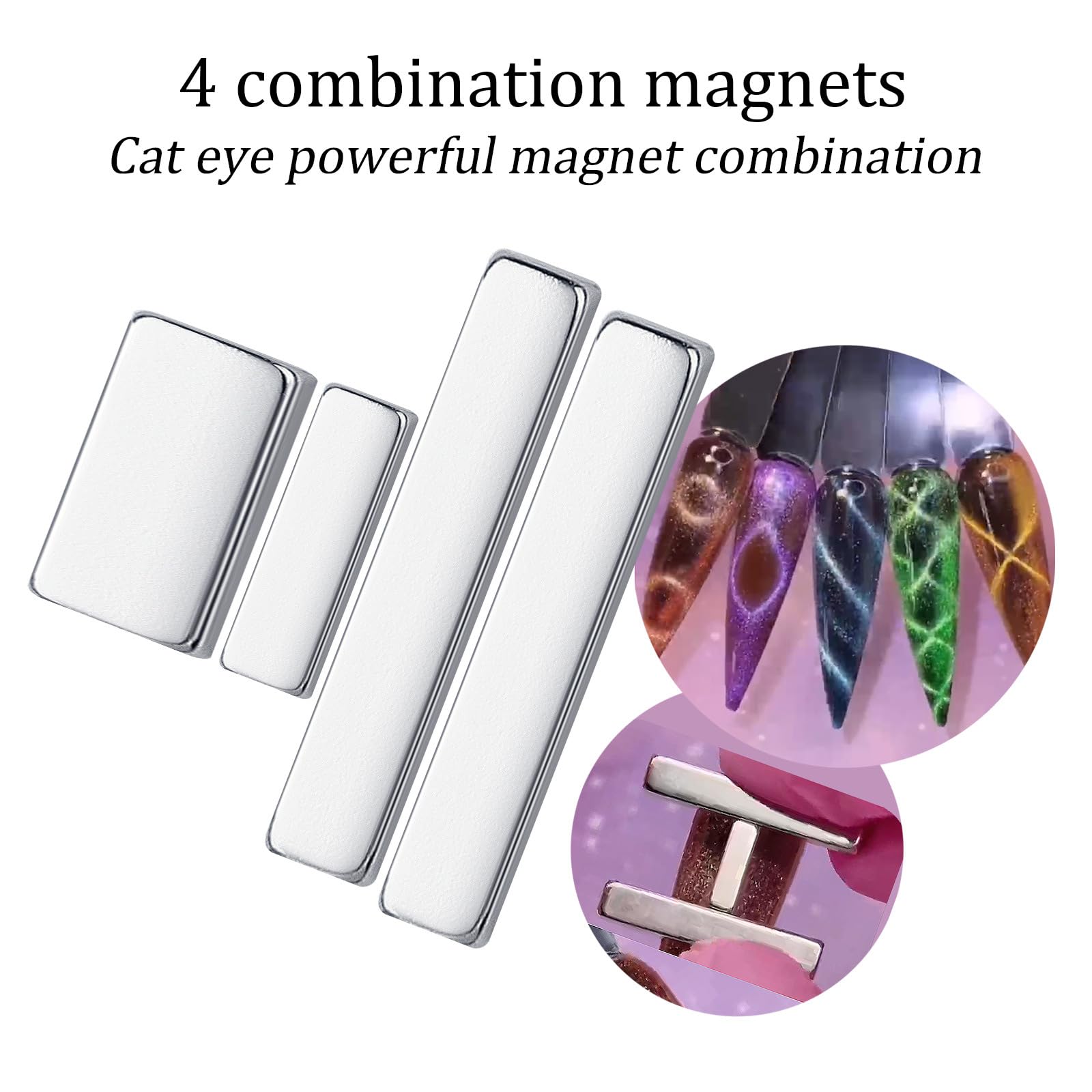 4 Pieces Mini Magnetic Stick for Cat Eye Nail Polish - Nail Art Magnet Tool for 3D Magnetic Gel Polish - DIY Home Salon Manicure Kit (Perfect for Nail Art Enthusiasts & Professional Salons)