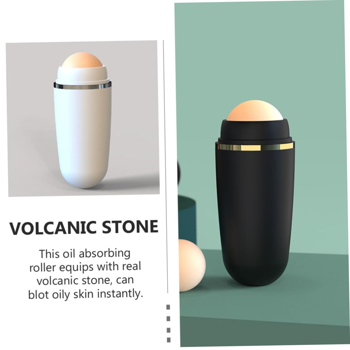 IPetboom 4-Pack Volcanic Stone Oil Absorbing Roller Ball - Facial Oil Control Tool for Oily Skin, Blackhead Removal & Shine-Free Makeup - Perfect for Daily Skincare, Spa & On-the-Go Use