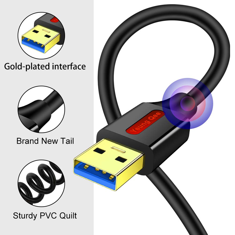 Yeung Qee 4M USB 3.0 Extension Cable - High Speed A Male to A Female Data Transfer Cord for Flash Drive, Keyboard, Mouse, Gaming Consoles & Printers | Perfect for Home Office, Gaming Setup & PC Accessories