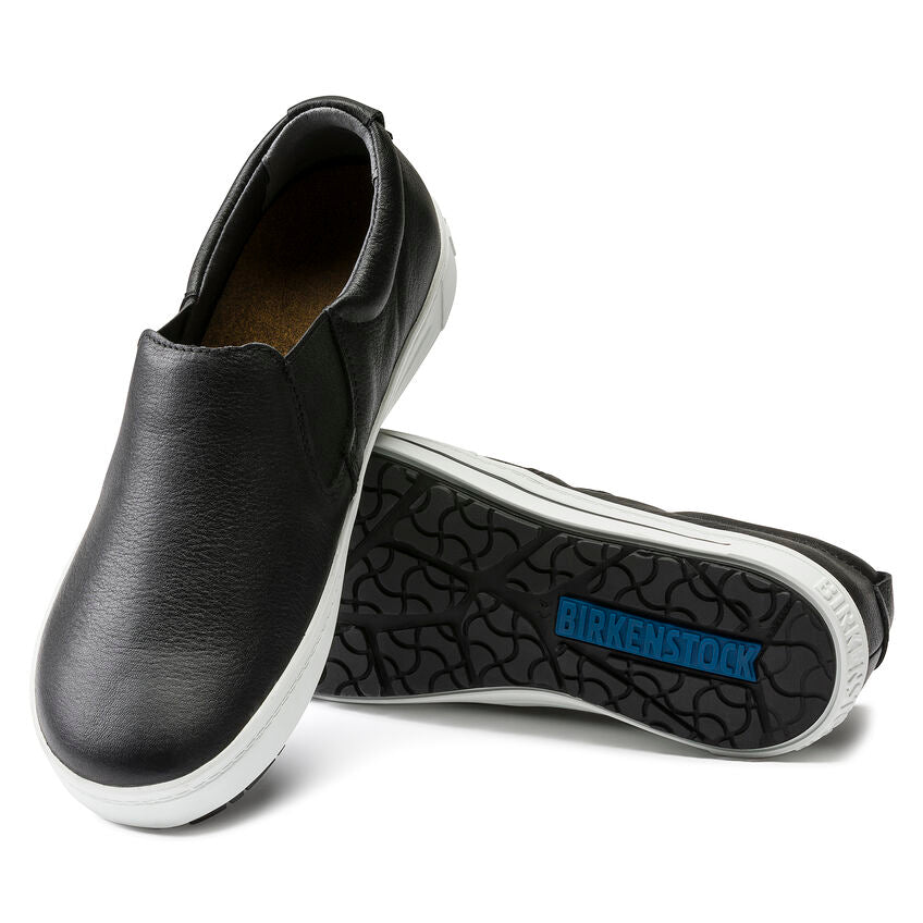 Birkenstock QO 400 Black Leather Safety Shoes for Men & Women - Slip Resistant Work Shoes for Construction, Warehouse & Industrial Use