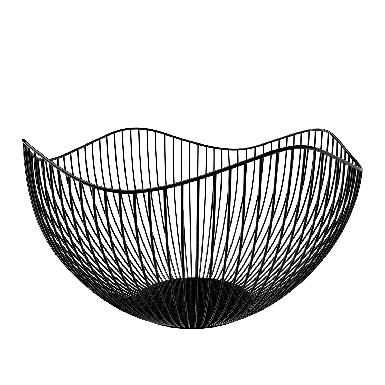 DMAR Wire Fruit Basket with Wave Design - Black Kitchen Counter Fruit Bowl for Fruits & Veggies | Perfect for Dining Table, Countertop & Pantry Organization