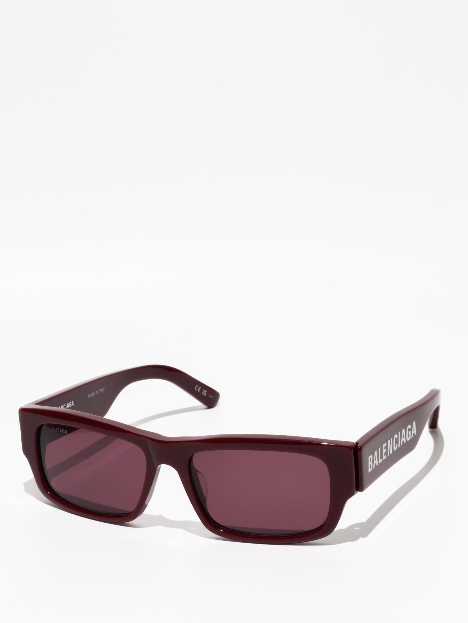 BALENCIAGA MAX SQUARE SUNGLASSES - Burgundy Frame BB0261SA 003 | Luxury Designer Shades for Women & Men | Perfect for Beach, Driving & Fashion Outfits