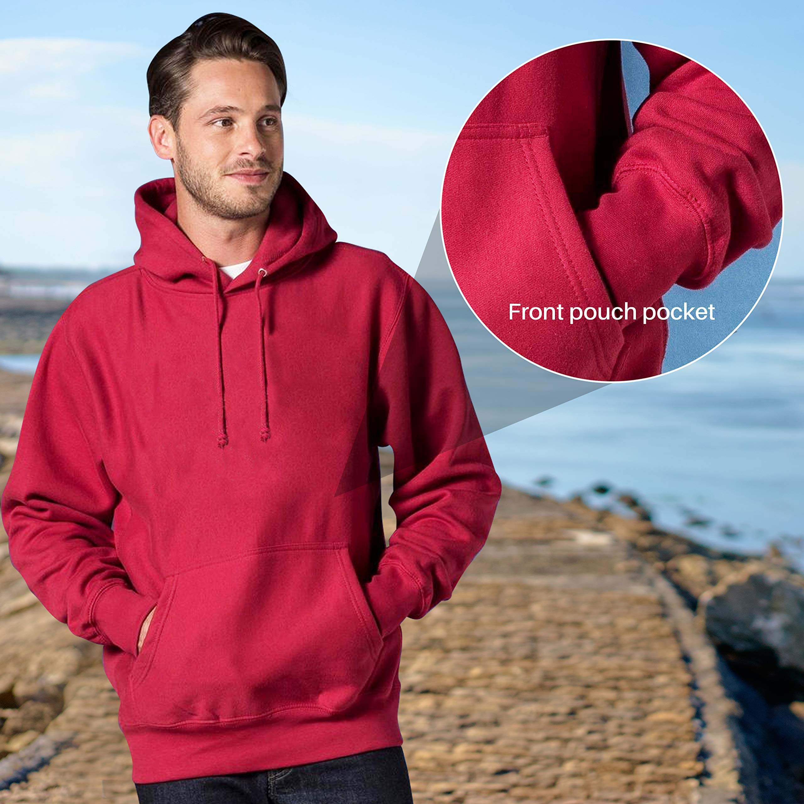 MV Sport Men's Heavyweight Fleece Hoodie - Thick Cotton Pullover Sweatshirt with Drawstring Hood | Casual Winter Wear, Outdoor Activities & Gym Workouts