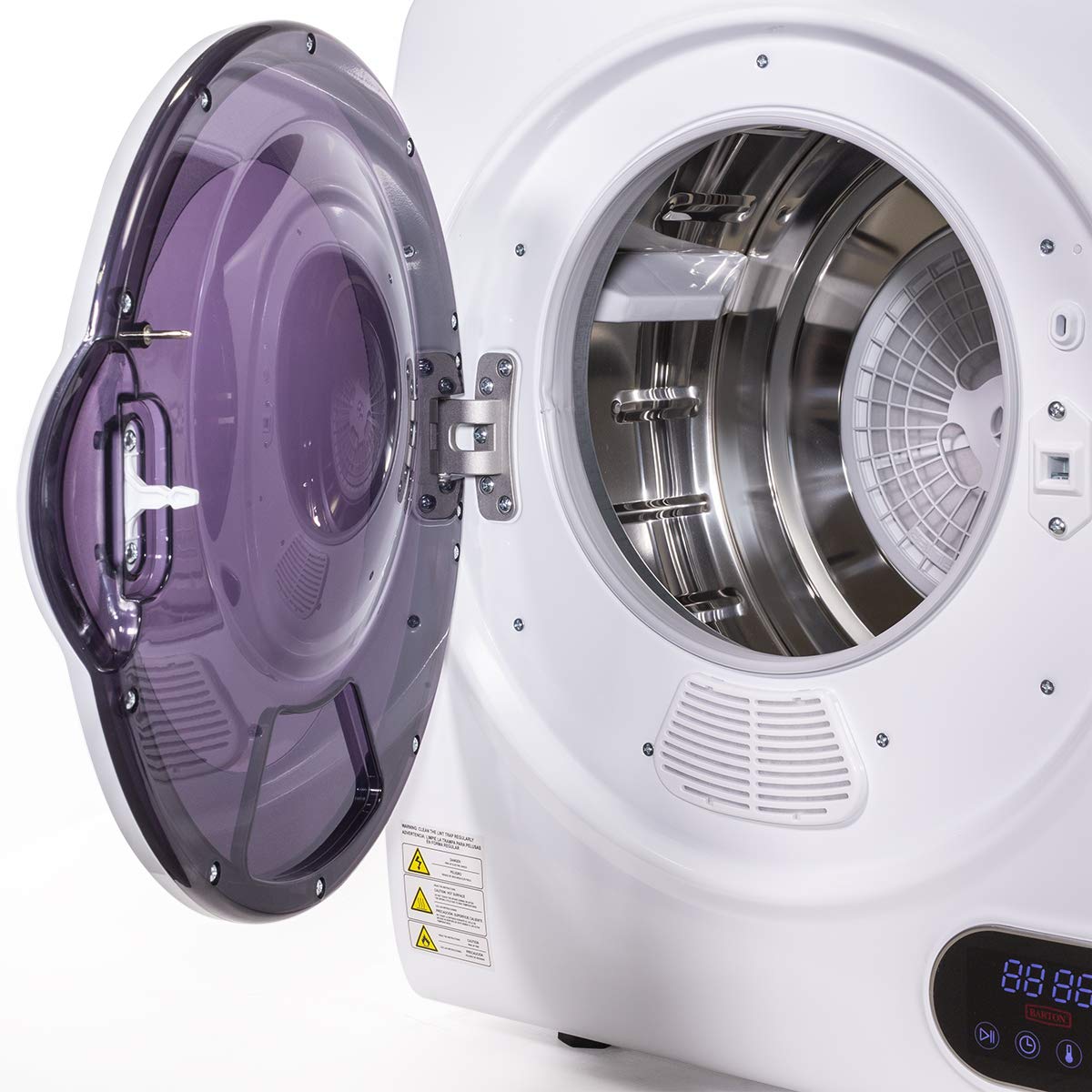 Barton Portable Electric Tumble Dryer - Compact White Clothes Dryer with Digital Timer for RV, Apartment & Small Spaces | Perfect for Laundry Rooms, Tiny Homes & Camping