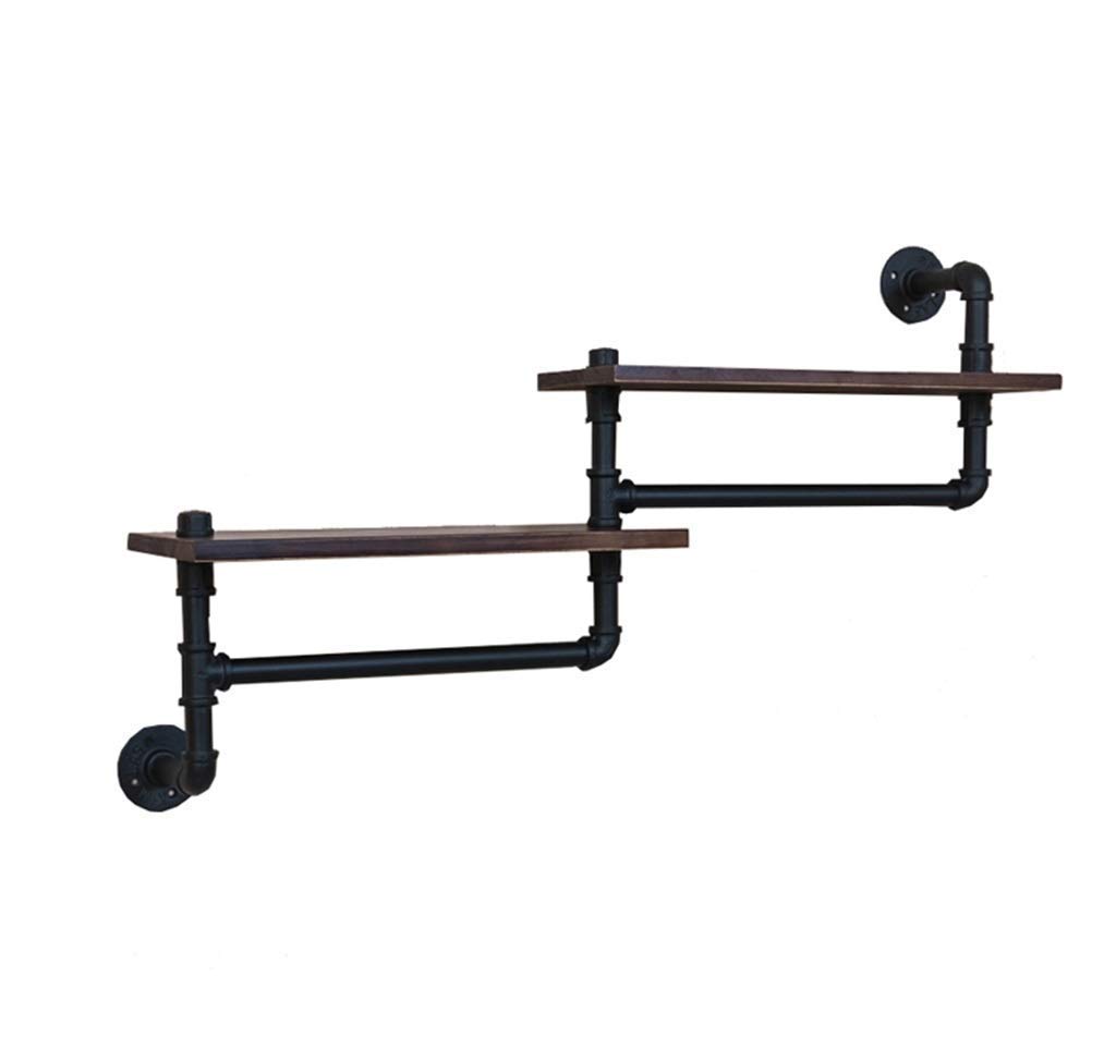 Solid Wood Wall-Mounted Towel Rack & Bathroom Shelf - Black Iron Art Storage Tower with Hooks for Towels, Plants & Decor | Perfect for Bathroom, Living Room & Bedroom Organization