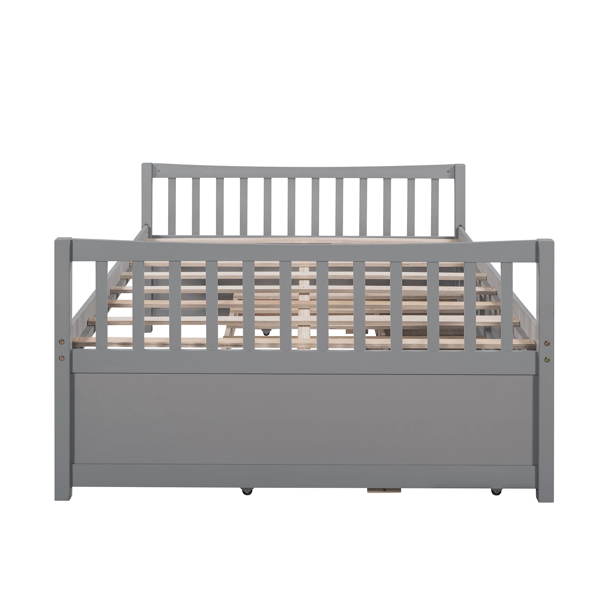 **Harper & Bright Designs Full Size Daybed with Twin Trundle & 3 Storage Drawers – Wooden Captain’s Bed for Kids, Guests & Sleepovers – Space-Saving Platform Bed (Gray) – Perfect for Small Rooms, Dormitories & Guest Bedrooms**