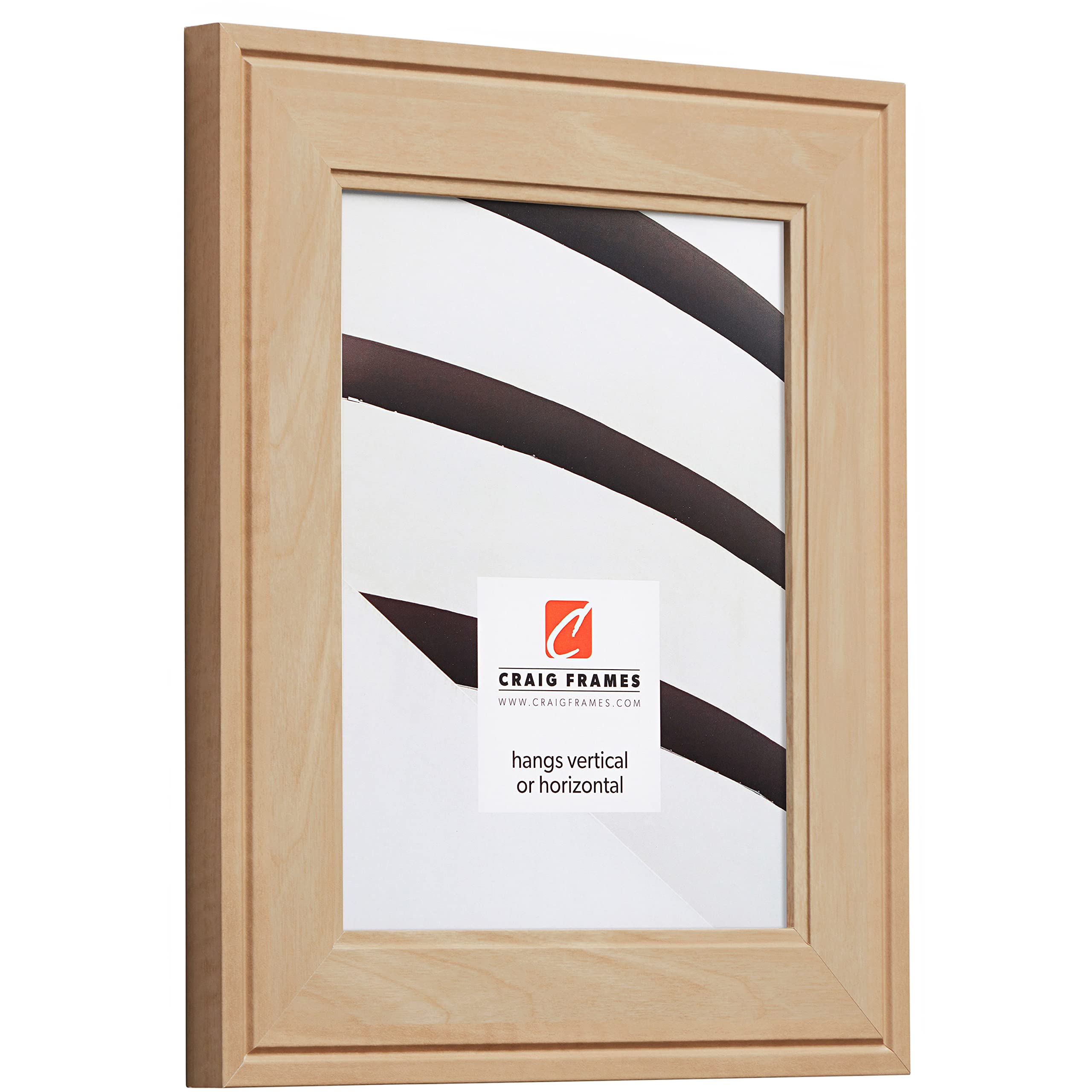 Craig Frames Contemporary Inspirations 8x12 Inch Natural Wood Picture Frames - Set of 4 for Wall Art, Photo Displays & Home Decor