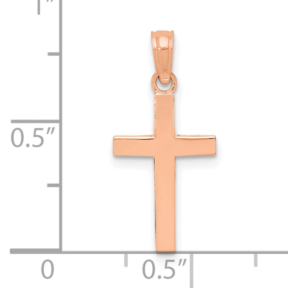 14K Rose Gold Beveled Cross Charm with Square Tips - Elegant Religious Jewelry for Women, Perfect for Gifts, Everyday Wear & Special Occasions