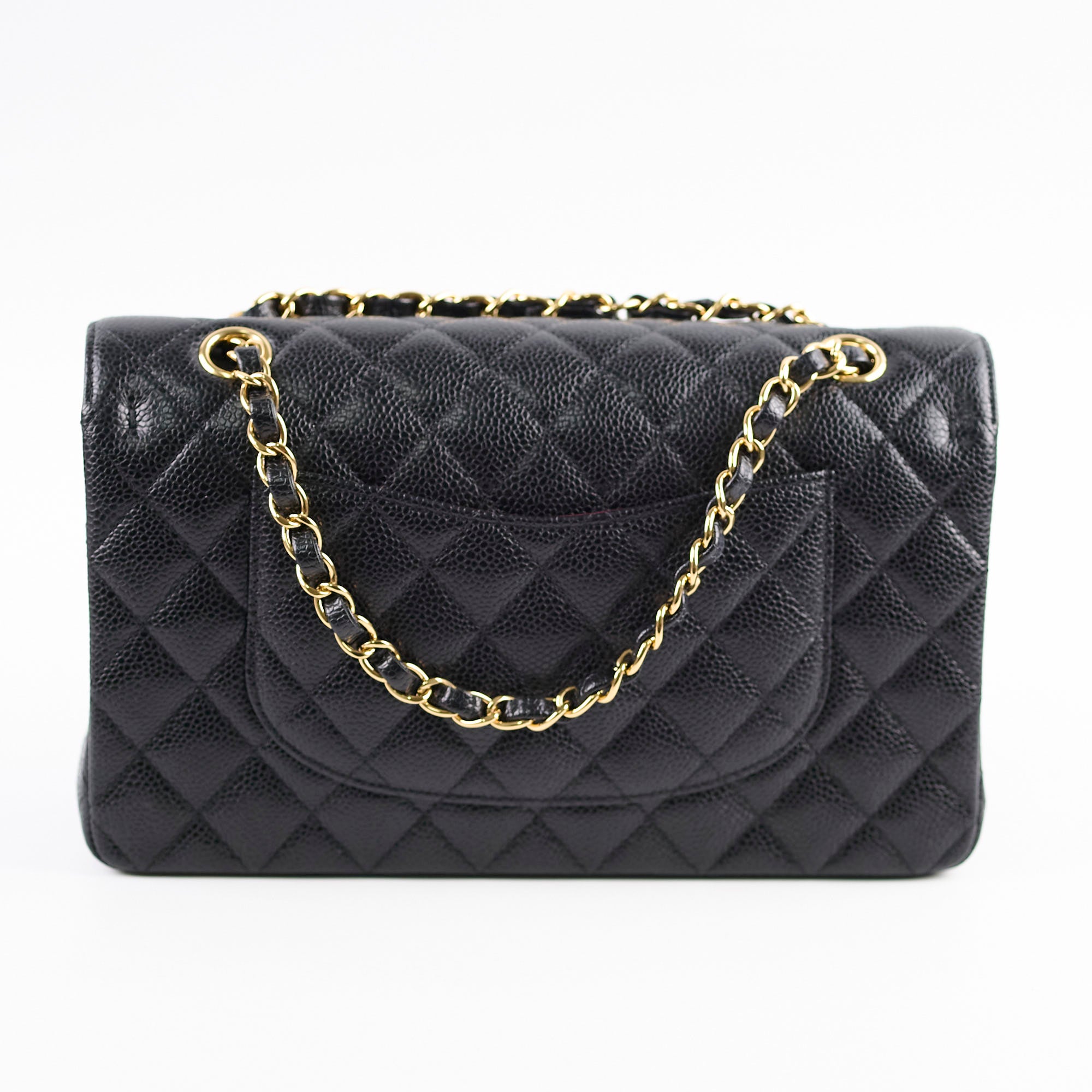 Chanel Medium/Large Classic Double Flap Bag in Black Caviar Leather 2021 Collection - Luxury Handbag for Women, Perfect for Work, Evening Events & Special Occasions