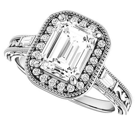 4 CT Emerald Colorless Moissanite Engagement Ring Set for Women - Sterling Silver Solitaire Bridal Wedding Ring - Anniversary Promise Gift for Her - Perfect for Proposals, Weddings & Special Occasions