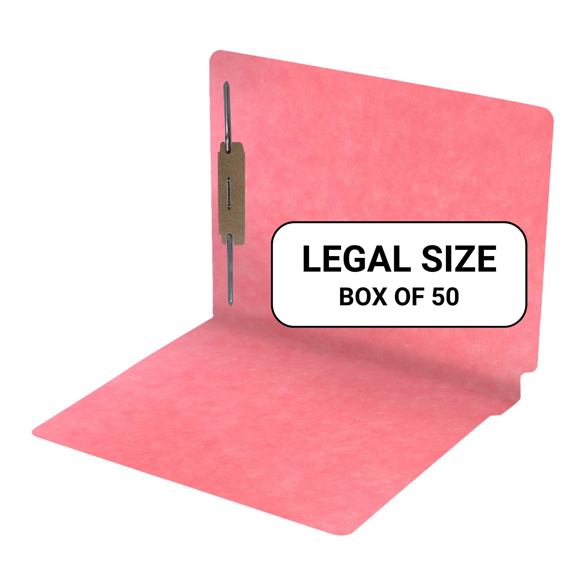 50-Pack Pink Legal Size File Folders - 14pt Reinforced End Tab with 2