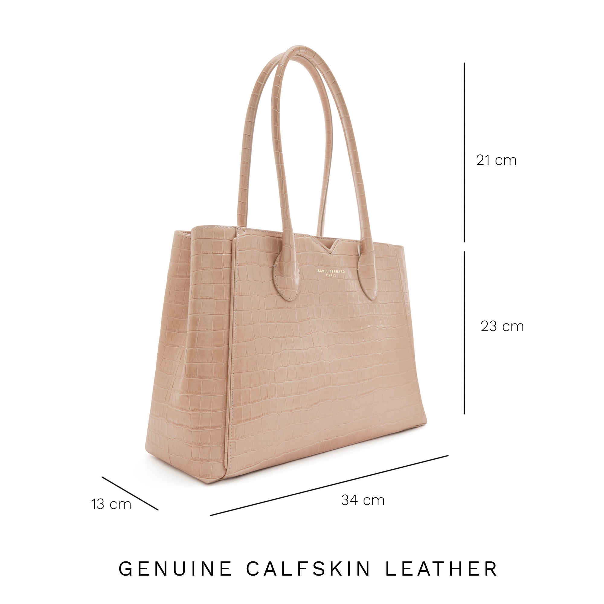 Honoré Cloe Midi Handbag - Genuine Crocodile Embossed Beige Calfskin Leather Purse for Women | Perfect for Work, Evening Events & Everyday Use