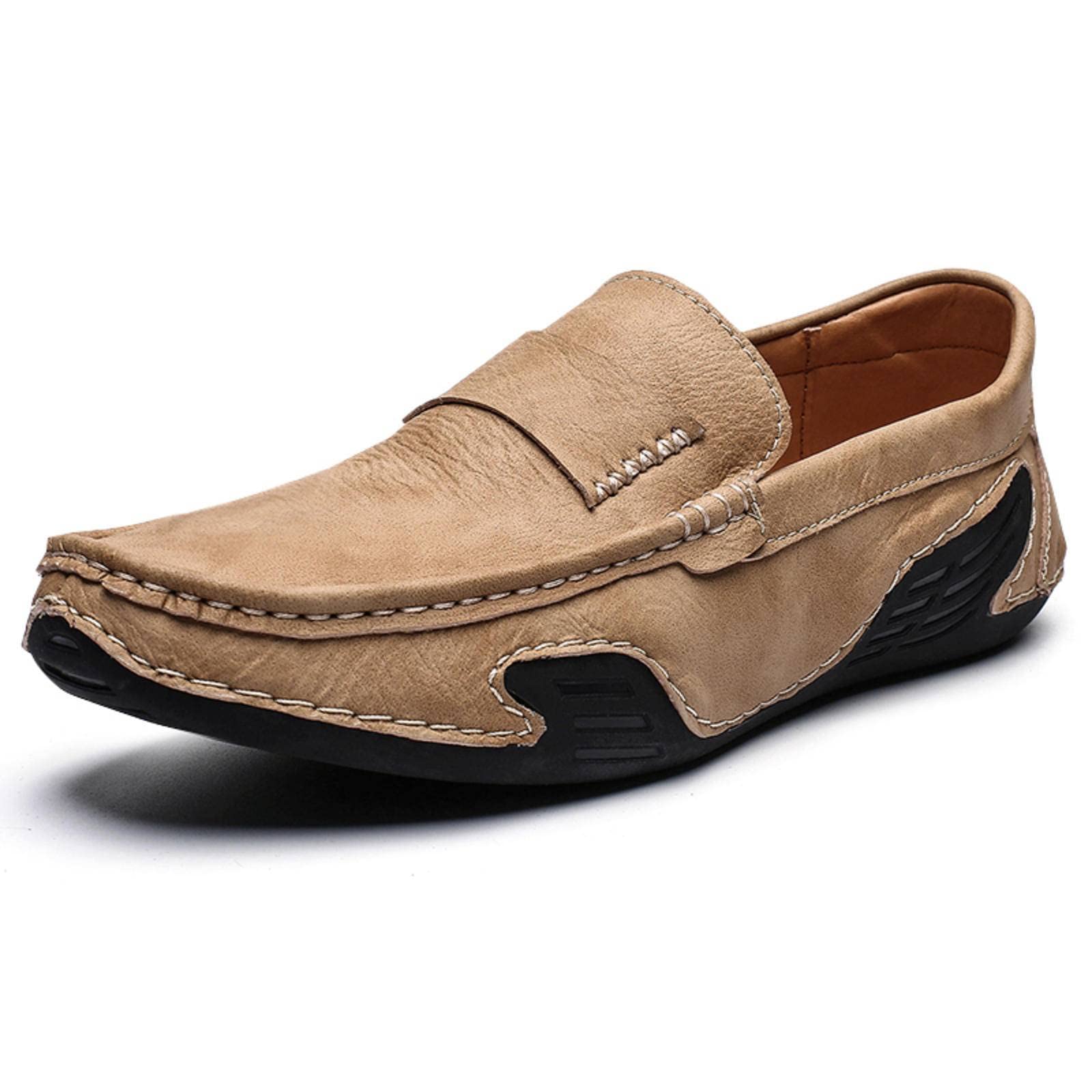 Premium Men's Loafers - Comfortable Casual Leather Driving Shoes | Soft Black Split Leather Moccasins & Boat Shoes for Work, Travel & Everyday Wear