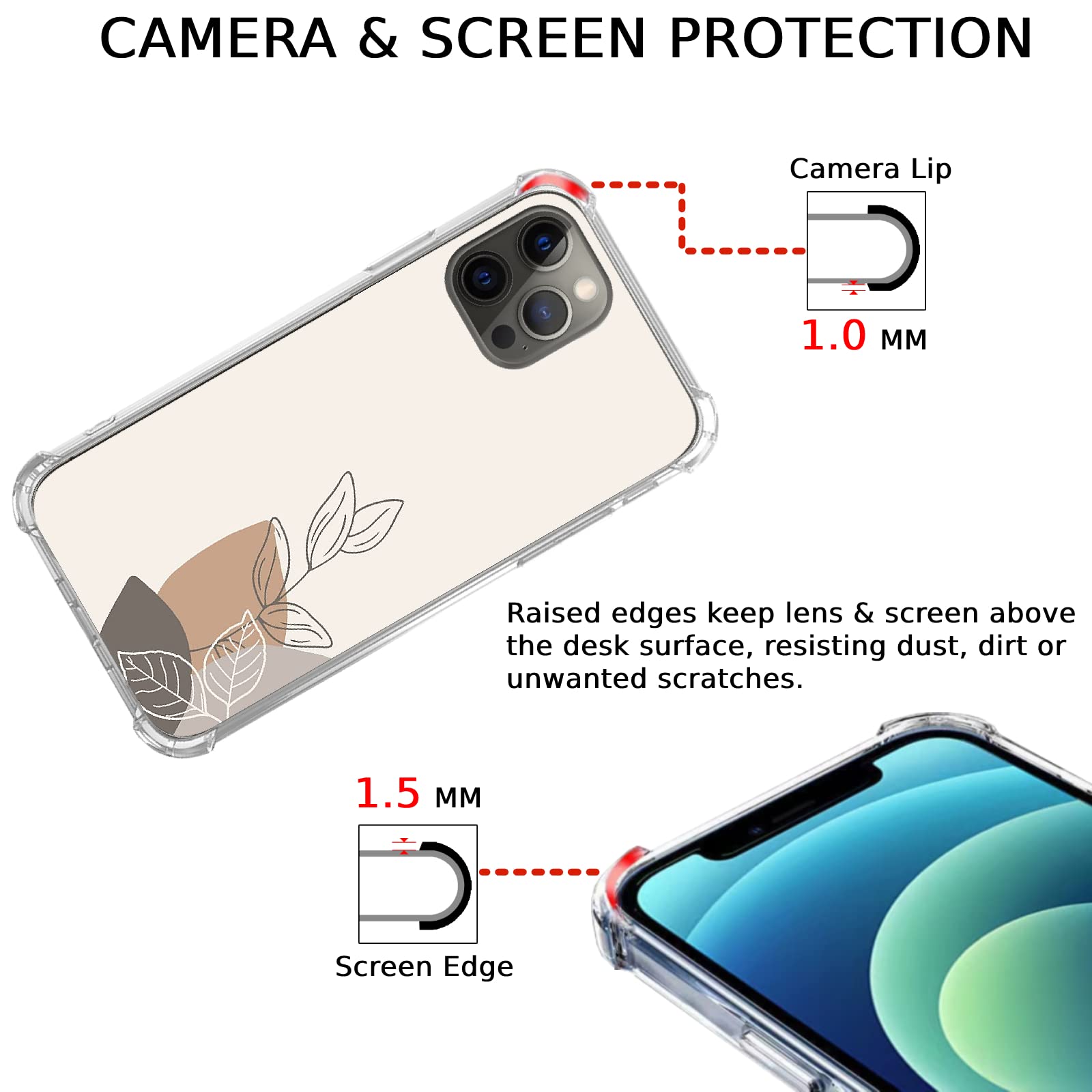 Eco-Friendly Beige Abstract Leaf iPhone 12 Pro Max Case - Minimalist Plant Art TPU Bumper Cover | Durable Protection & Stylish Design for Everyday Use, Work & Outdoor Activities