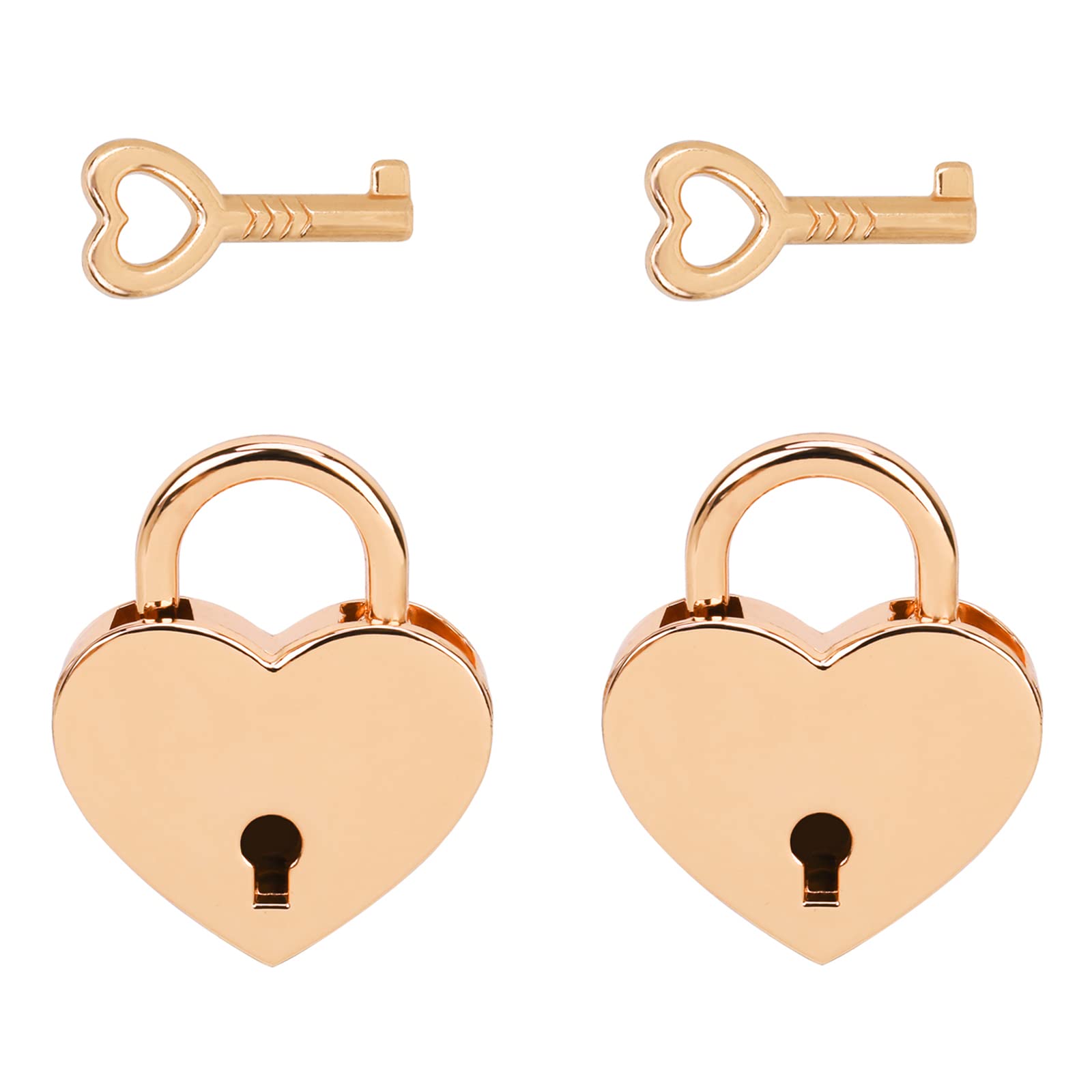 VerRich 2Pcs Golden Heart Shaped Padlock Mini Locks with Keys - Secure Your Handbag, Jewelry Box, Storage Box & Diary Book | Perfect for Valentine's Gifts, Travel Accessories & Home Organization