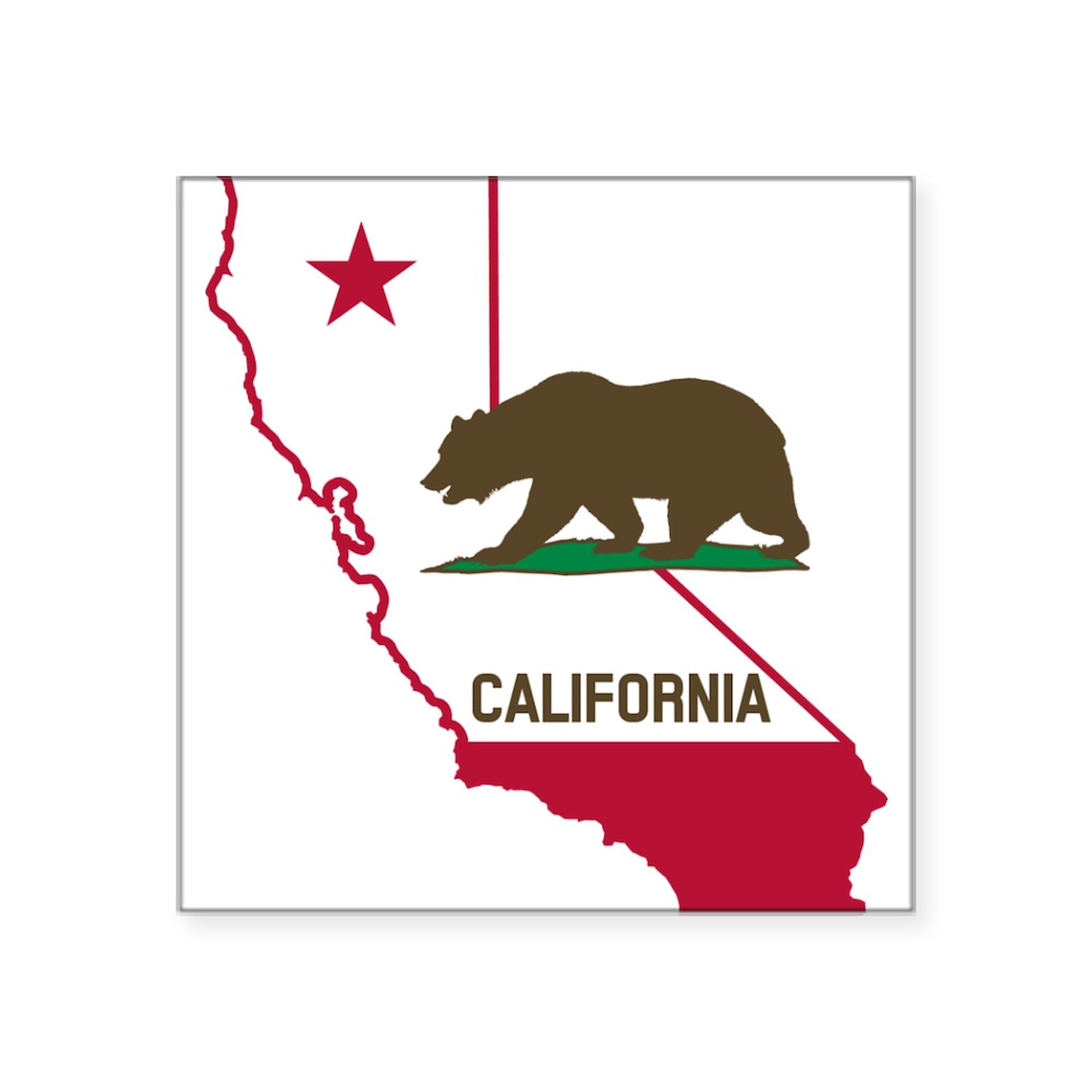 California State Bear Sticker - Square Bumper Decal for Cars, Laptops & Water Bottles | Perfect for California Pride, Car Decor & Gifts