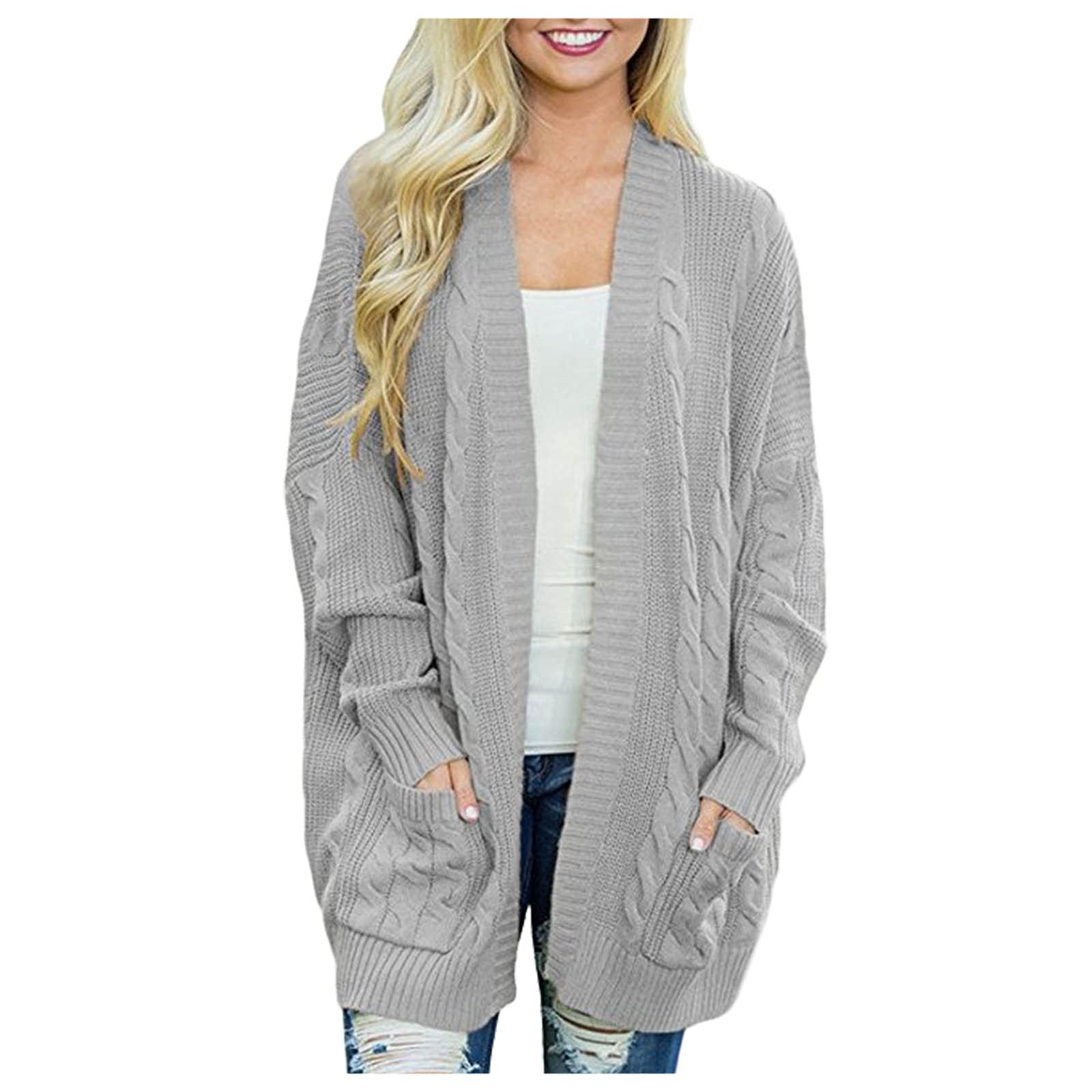 Fankle Women's Open Front Knit Cardigan - Soft Long Sleeve Casual Sweater with Pockets | Cozy Outerwear for Fall, Office Wear & Lounge Outfits