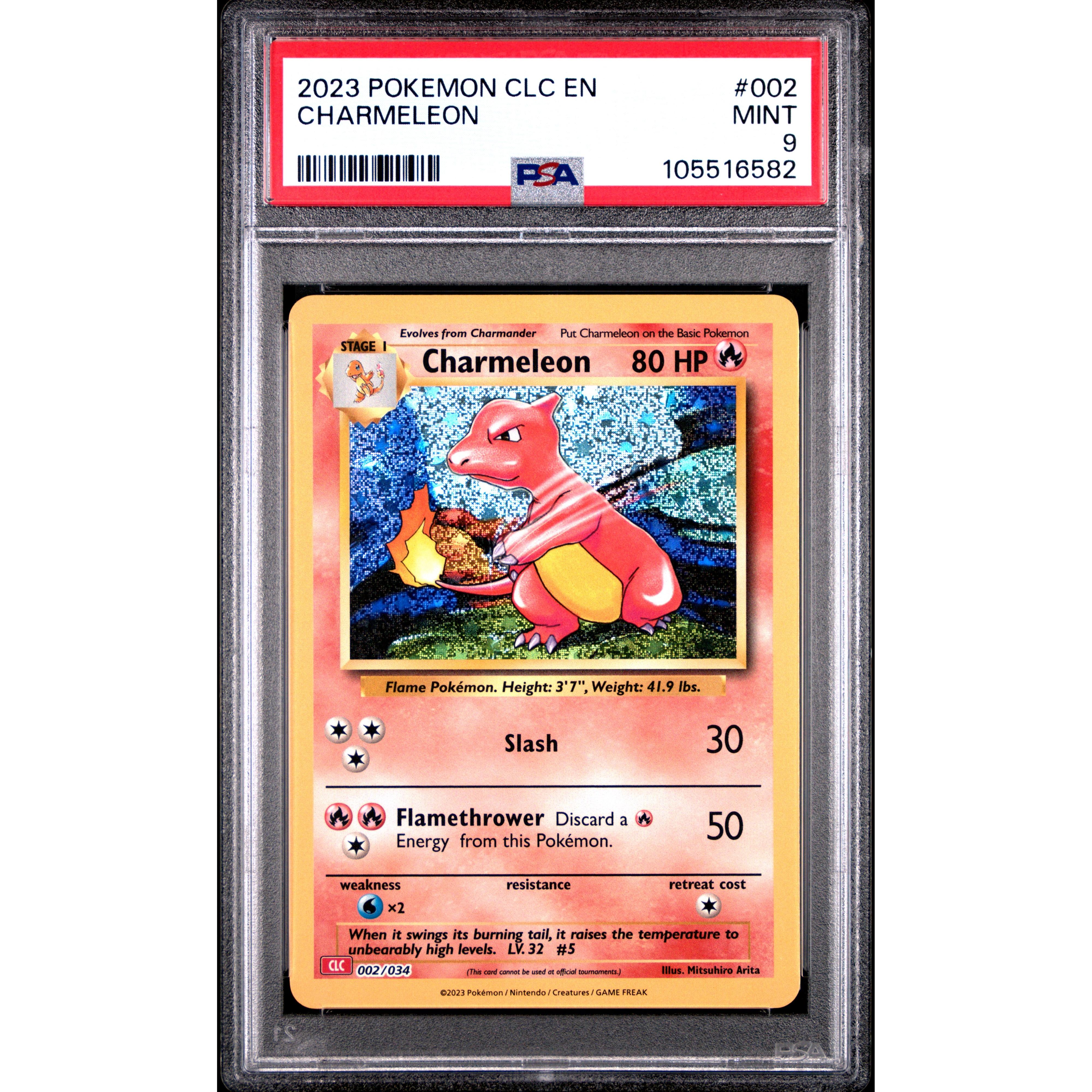2023 Pokemon Classic Collection Charmeleon 002/034 PSA 9 Graded Card - Rare Collectible for Pokemon TCG Fans, Perfect for Display & Investment