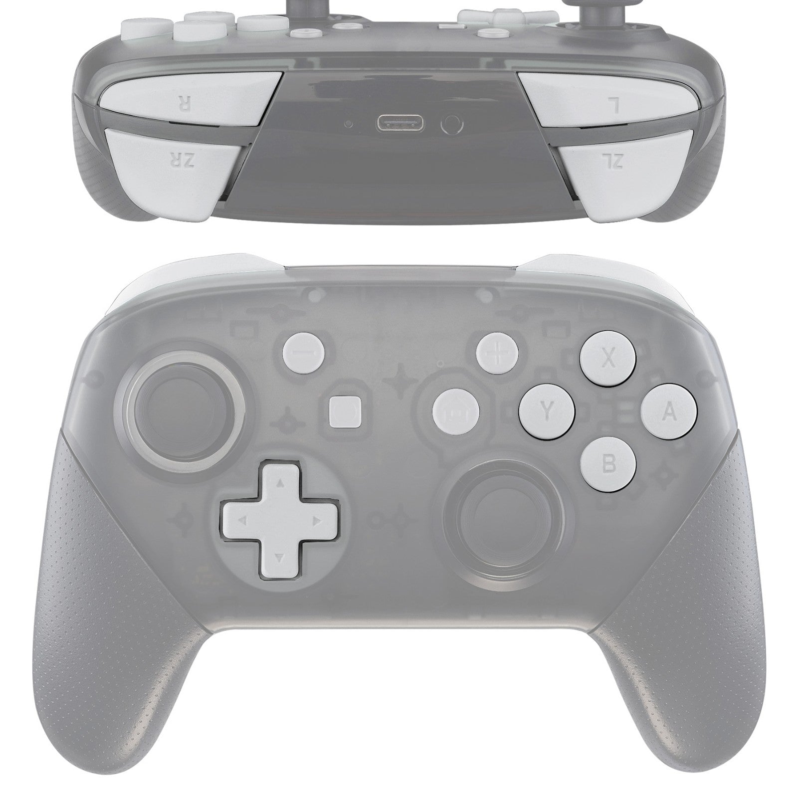 eXtremeRate DIY Replacement Full Set Buttons for Nintendo Switch Pro Controller - White | Customize Your Gamepad for Enhanced Gaming Experience