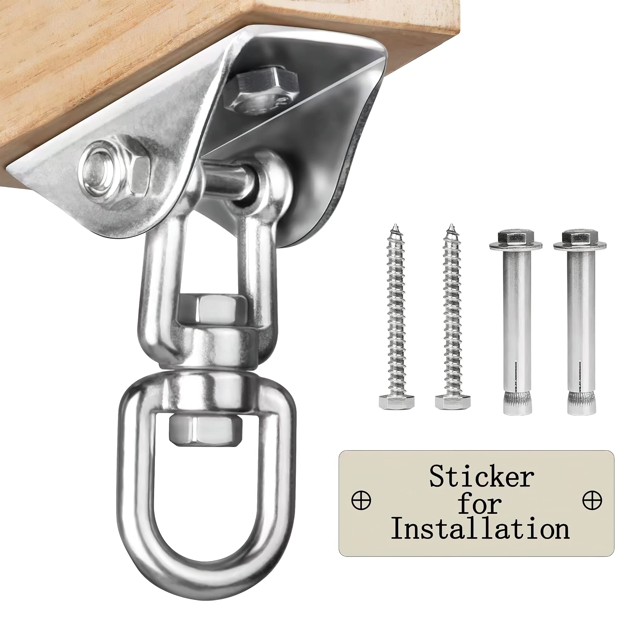 Heavy Duty 360° Swivel Swing Hangers - 2000 LB Capacity Stainless Steel Hammock Hardware (2 Pack) for Wooden Sets, Porch, Playground, Yoga & Heavy Bag - Outdoor & Indoor Swing Accessories