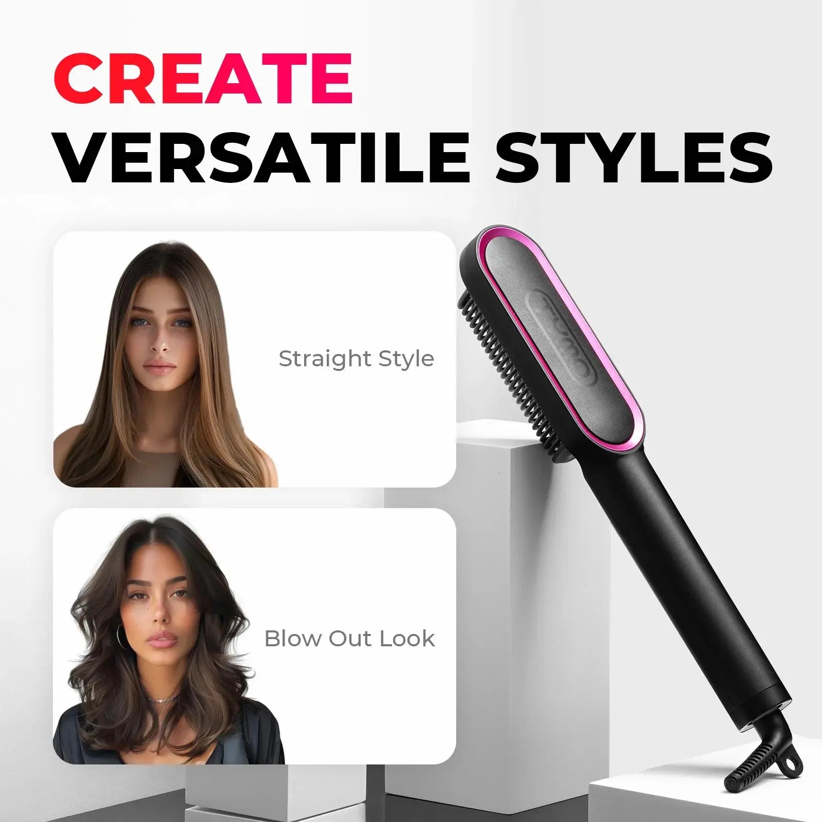 TYMO Hair Straightening Comb - 2-in-1 Flat Iron & Styler for Smooth, Shiny Hair | Perfect for Home Use, Travel & Salon-Quality Styling