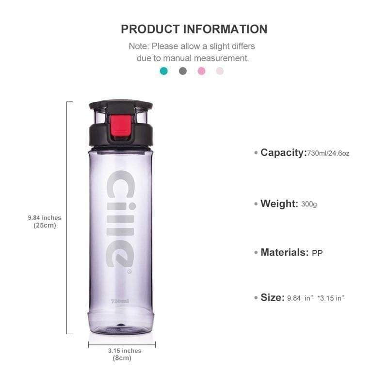 CILLE NEW STYLE BPA-Free Sports Water Bottle 730ML with Leak Proof Pop Top Lid - Perfect for Gym, Running, Hiking & Outdoor Activities