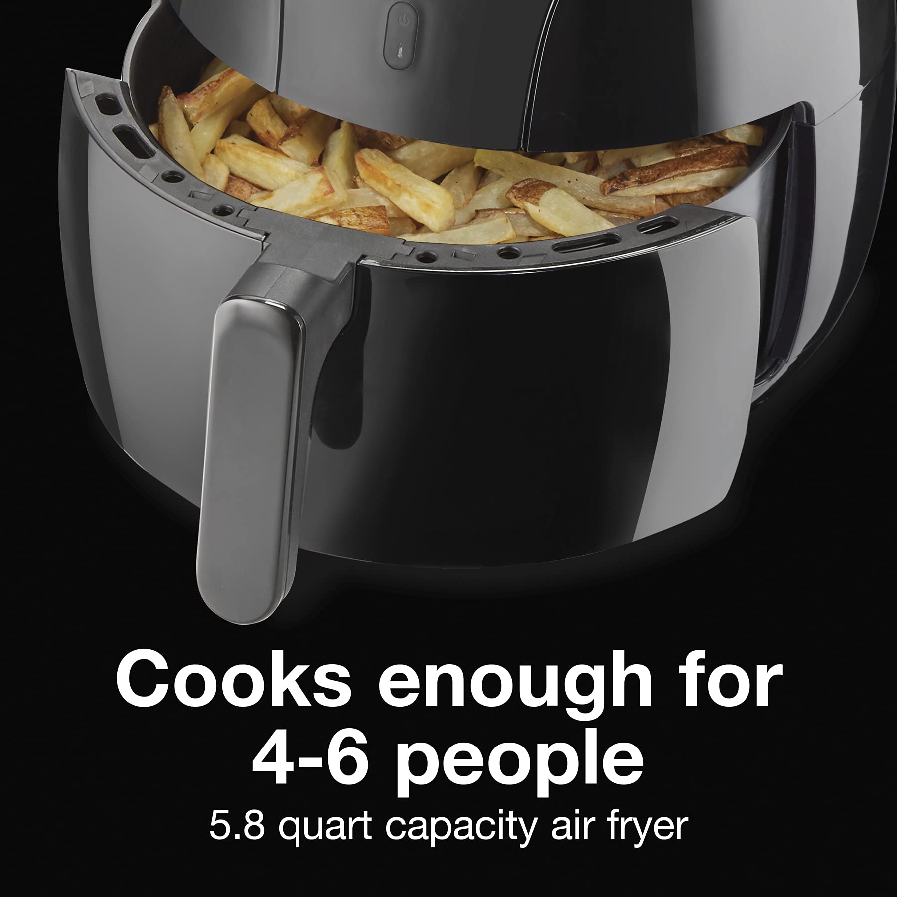 Proctor Silex 5.8 Quart Air Fryer Oven - 1700W with Adjustable Temperature Control & 60-Minute Timer, Nonstick Basket - Perfect for Healthy Cooking, Crispy Fries, Chicken Wings & Family Meals (Black, Model 35060)