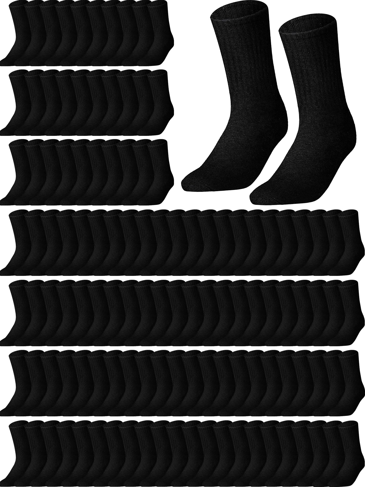 Haysandy 200 Pairs Bulk Unisex Socks for Women & Men - Crew Solid Color Athletic Casual Socks for Adults & Kids - Perfect for Daily Wear, Sports, Gifts, and Donations to Homeless Shelters