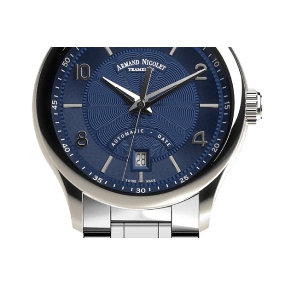 ARMAND NICOLET A840AAA BU M9742 Men's Luxury Automatic Watch with Sapphire Crystal & Blue Leather Strap - Perfect for Business, Formal Events & Watch Collectors
