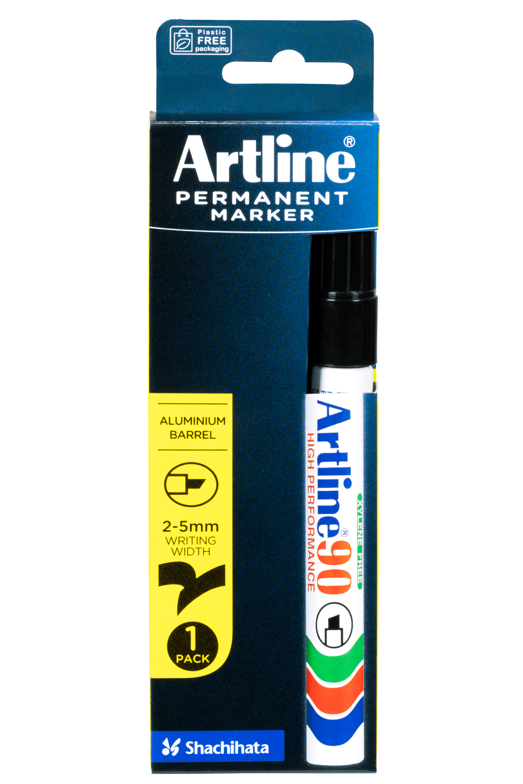 Artline 90 Permanent Marker - 5mm Chisel Tip Black Ink - Ideal for Labeling, Crafting & Office Use