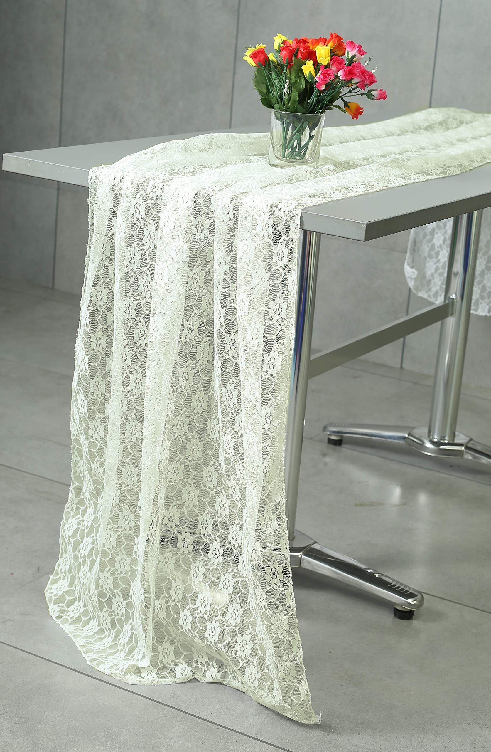 15-Pack Ivory Sheer Lace Table Runners 27