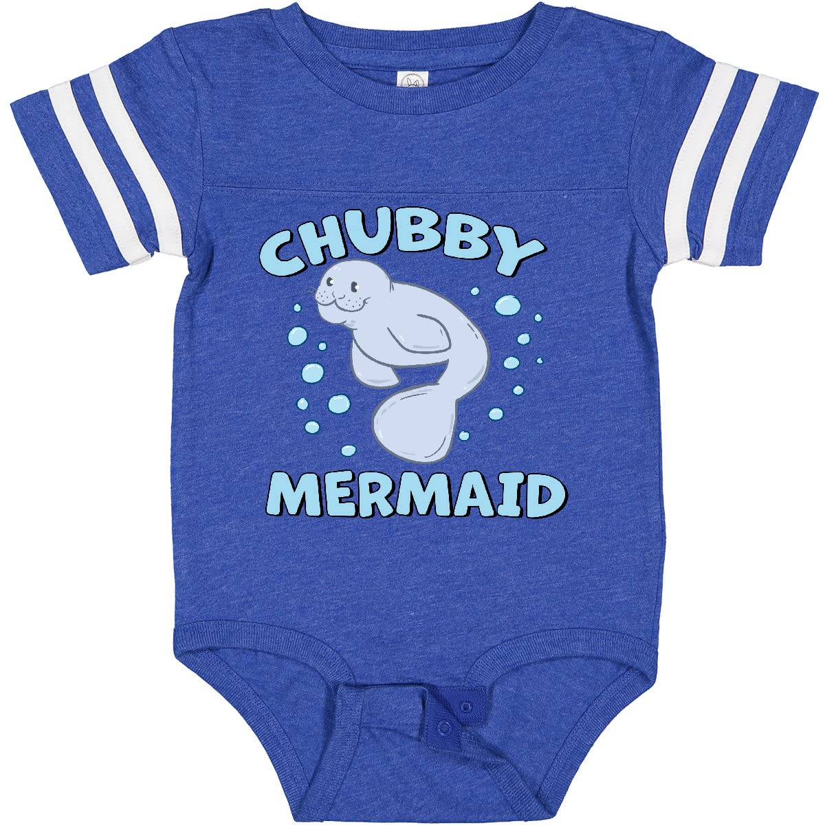 Inktastic Chubby Mermaid with Cute Manatee and Bubbles Baby Bodysuit - Soft Cotton Onesie for Newborns & Infants - Perfect for Beach Trips, Pool Parties & Mermaid-Themed Baby Showers