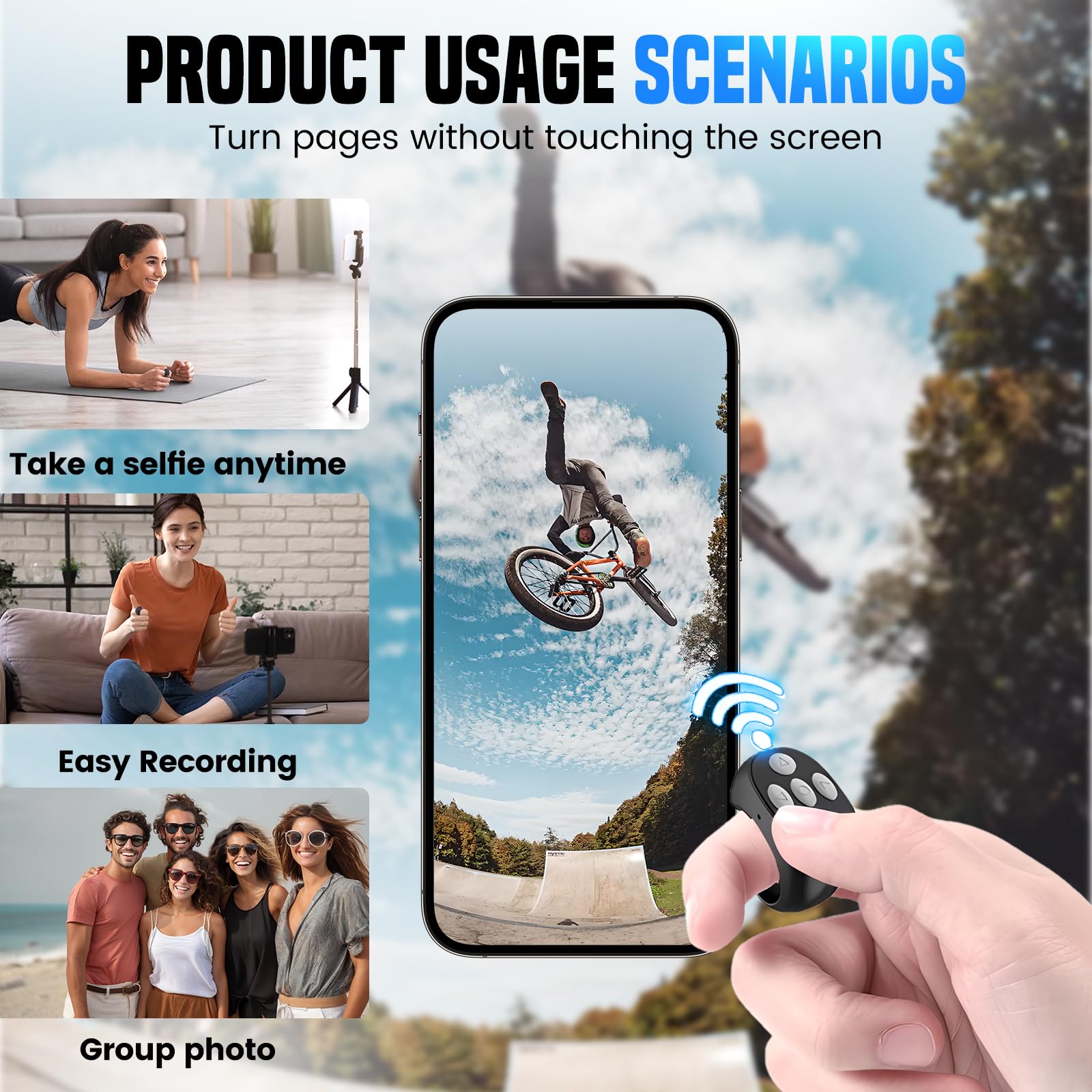 2025 Wireless Bluetooth Remote Control - Page Turner & Music/Camera Shutter Controller - Pink Scrolling Ring for TikTok Videos, Online Teaching & Photography