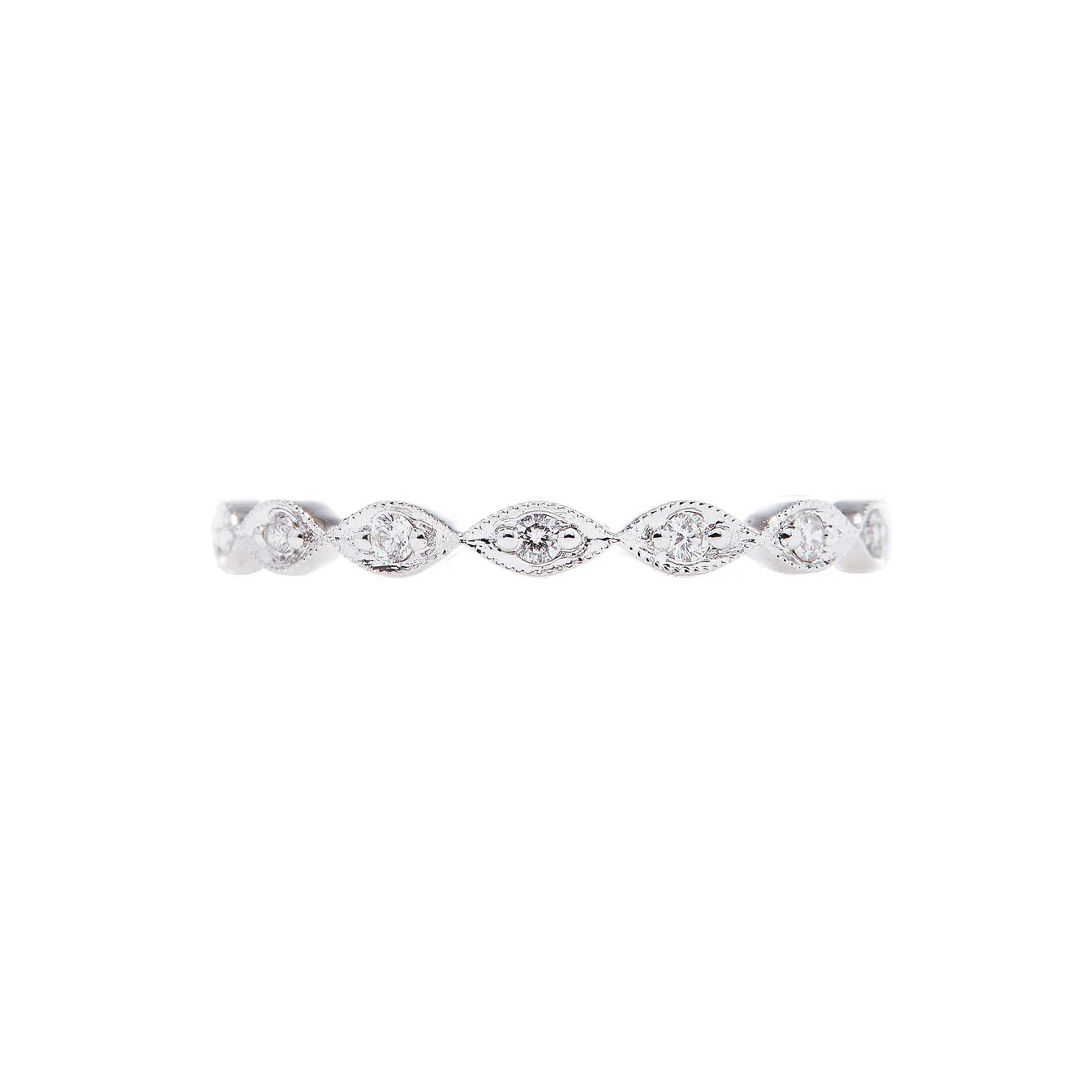 Sethi Couture Eleanor White Diamond Band Ring for Women - Elegant Wedding, Engagement & Anniversary Jewelry Gift - Perfect for Bridal, Party & Special Occasions