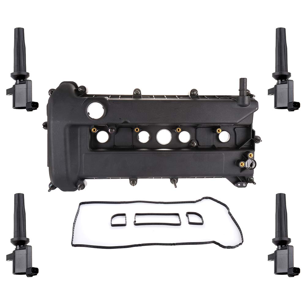 ROADFAR Pack of 4 Ignition Coils Compatible with 2005-2007 Ford Focus - Valve Cover Gasket Kit Replacement - High Performance Engine Parts for Smooth Driving & Maintenance