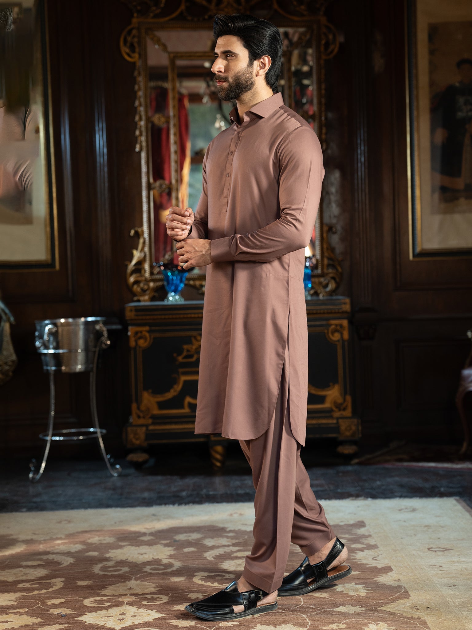 Blended Burberry Rose Love Shalwar Kameez by J. Junaid Jamshed - Elegant Pakistani Traditional Outfit for Weddings & Festive Occasions