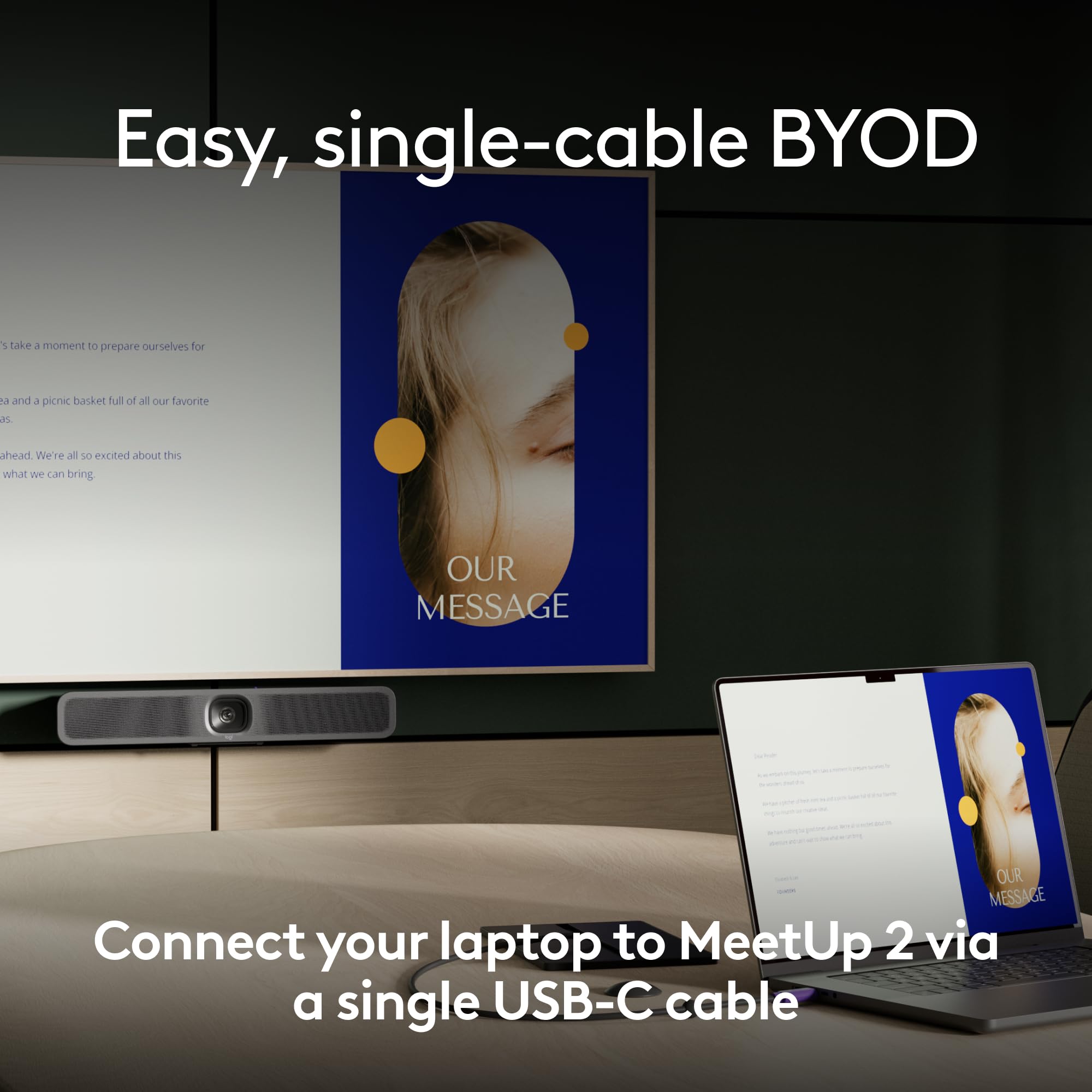 Logitech Active USB Cable for MeetUp 2 | Single-Cable BYOD Solution | Video Conferencing Accessory for Small Meeting Rooms & Huddle Spaces | Perfect for Office Meetings, Remote Work & Team Collaboration