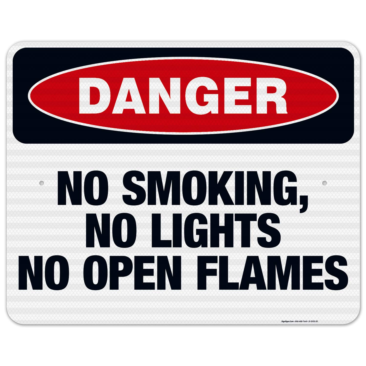 No Smoking No Lights No Open Flames OSHA Danger Sign - 24x30 Inches Reflective Aluminum Safety Sign - 3M EGP .080 Fade Resistant - Indoor/Outdoor Use - Made in USA - Perfect for Factories, Warehouses & Hazardous Areas
