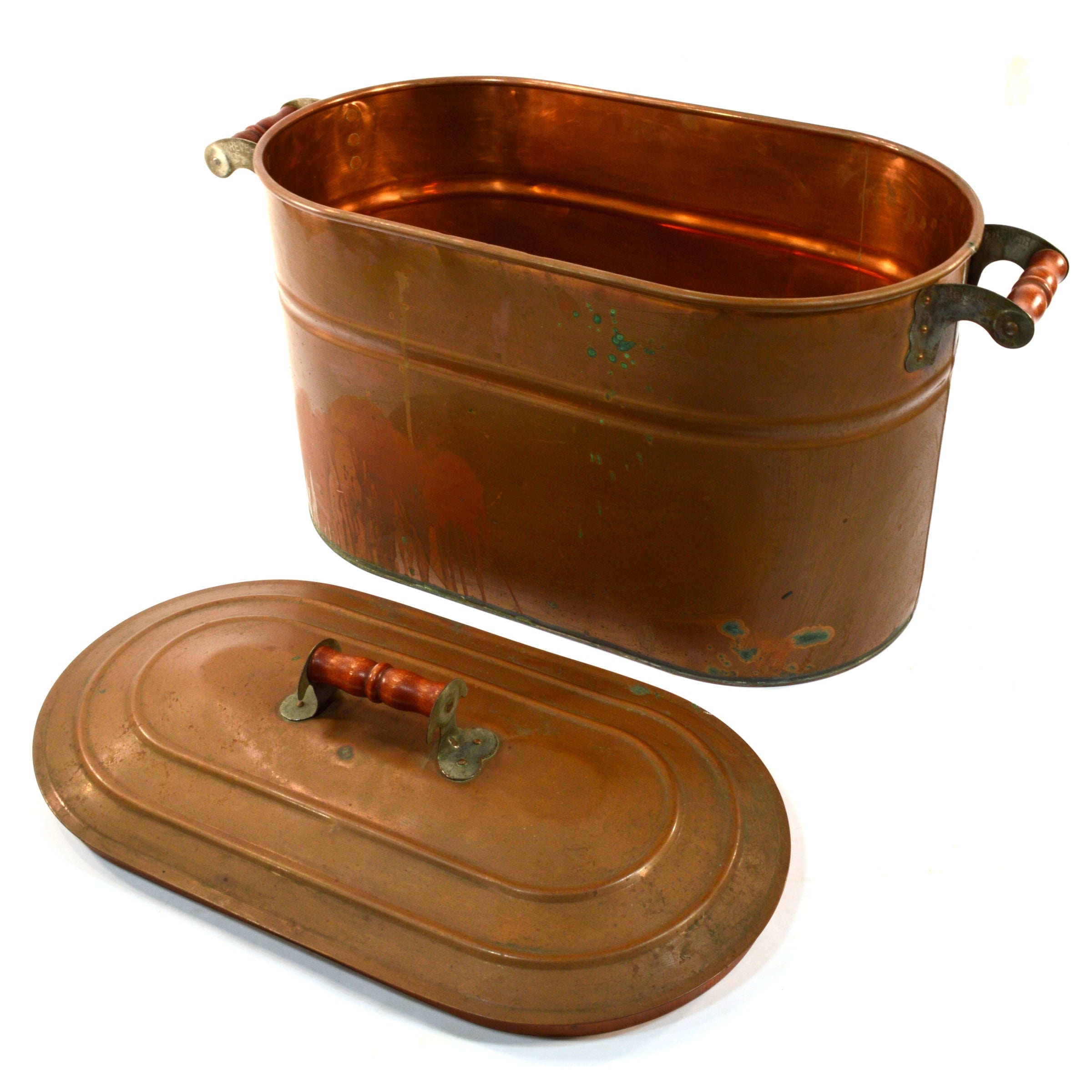 Vintage Revere Copper 14-Gallon Roasting Pan with Double Handles & Original Lid - Perfect for Large Family Dinners, Holiday Cooking, and Professional Catering