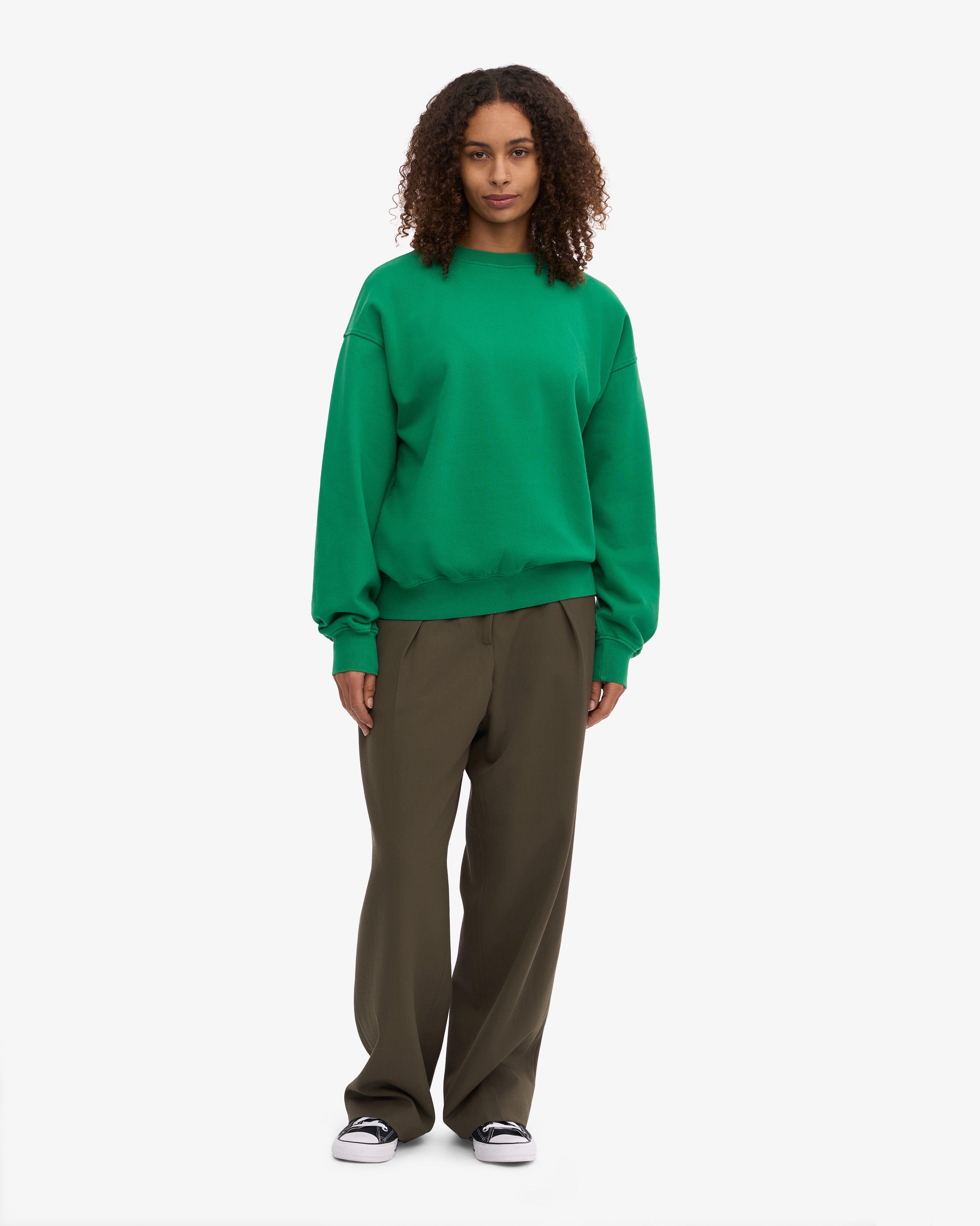 Organic Oversized Crewneck Sweatshirt - Kelly Green - Soft & Comfortable for Women & Men - Perfect for Casual Wear, Loungewear & Street Style