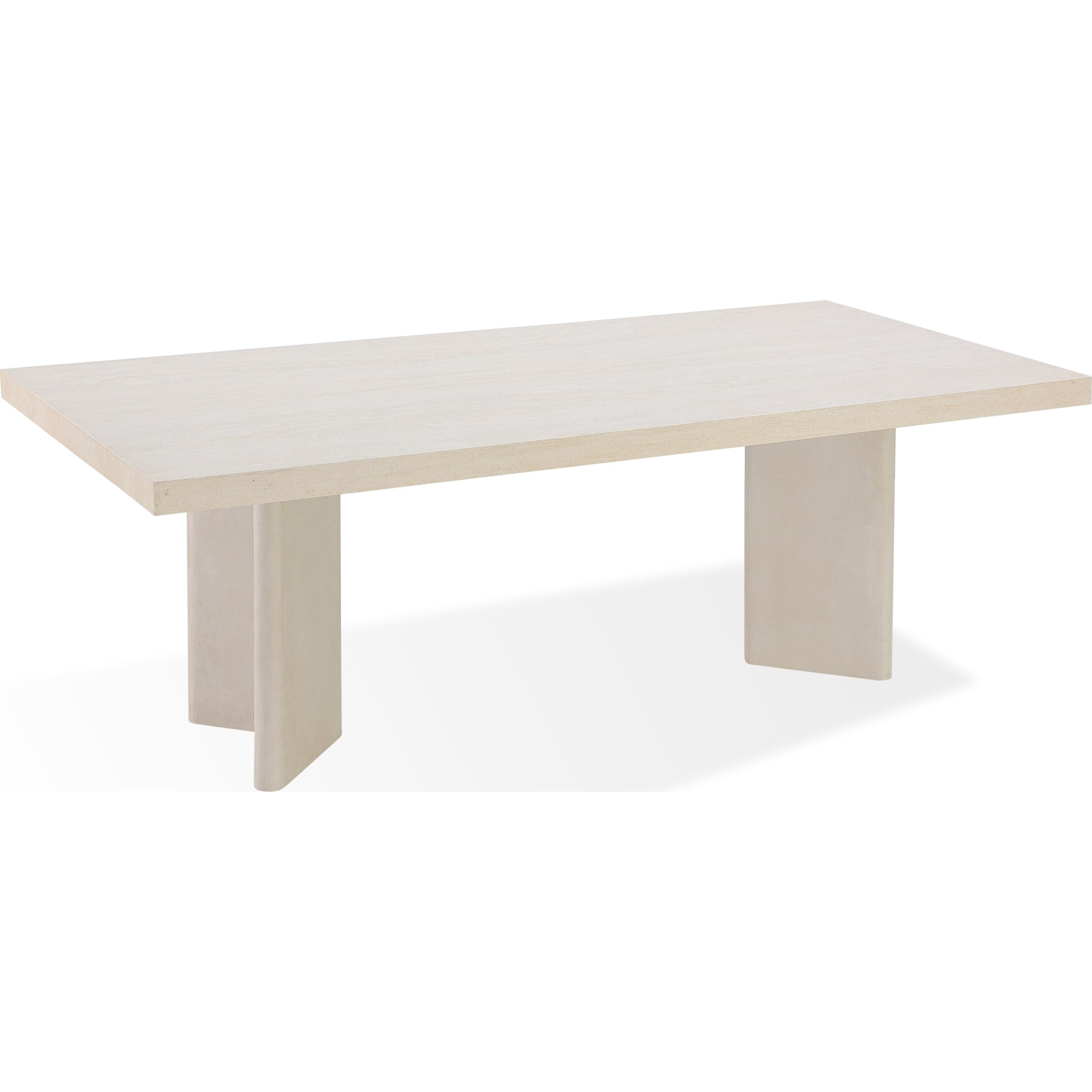 Caye Stone Top Double Pedestal Dining Table with Ivory Cement Base - Elegant Modern Dining Room Furniture for Home & Restaurant Use